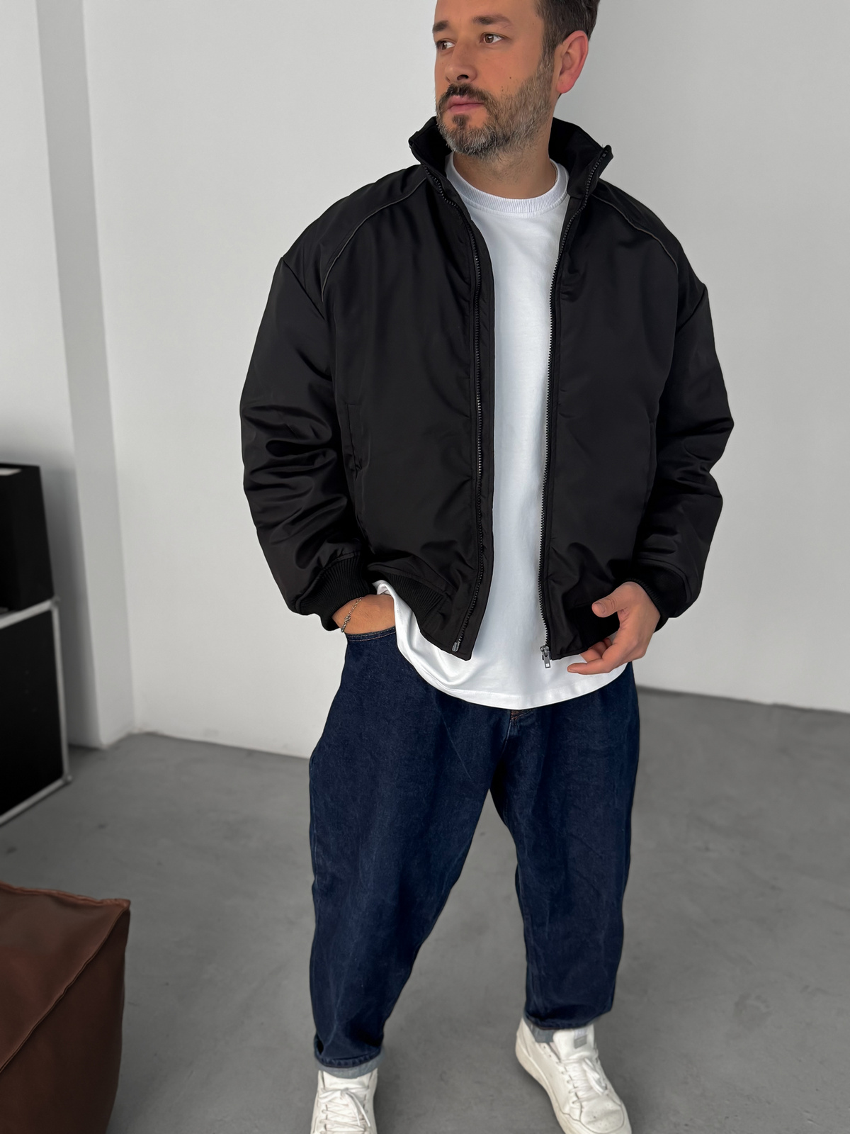 Siyah Biyeli Bomber Mont LNS-50685