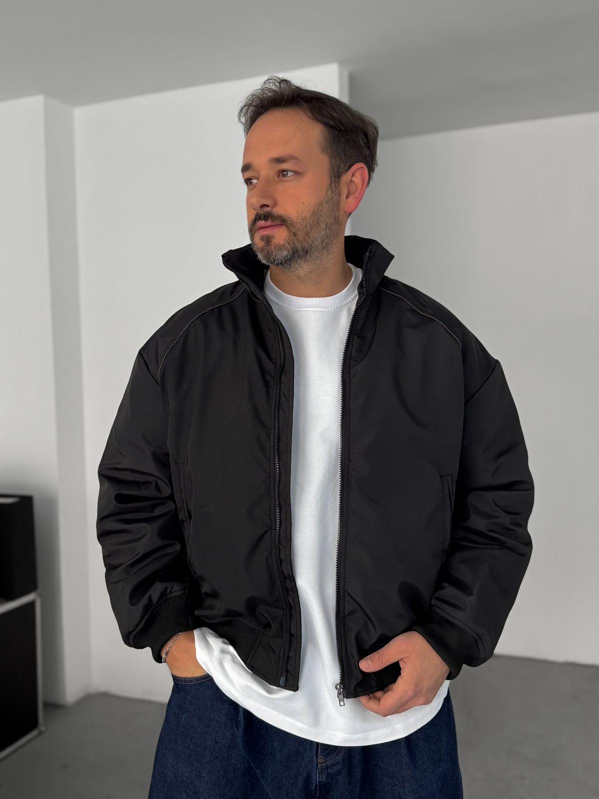Siyah Biyeli Bomber Mont LNS-50685