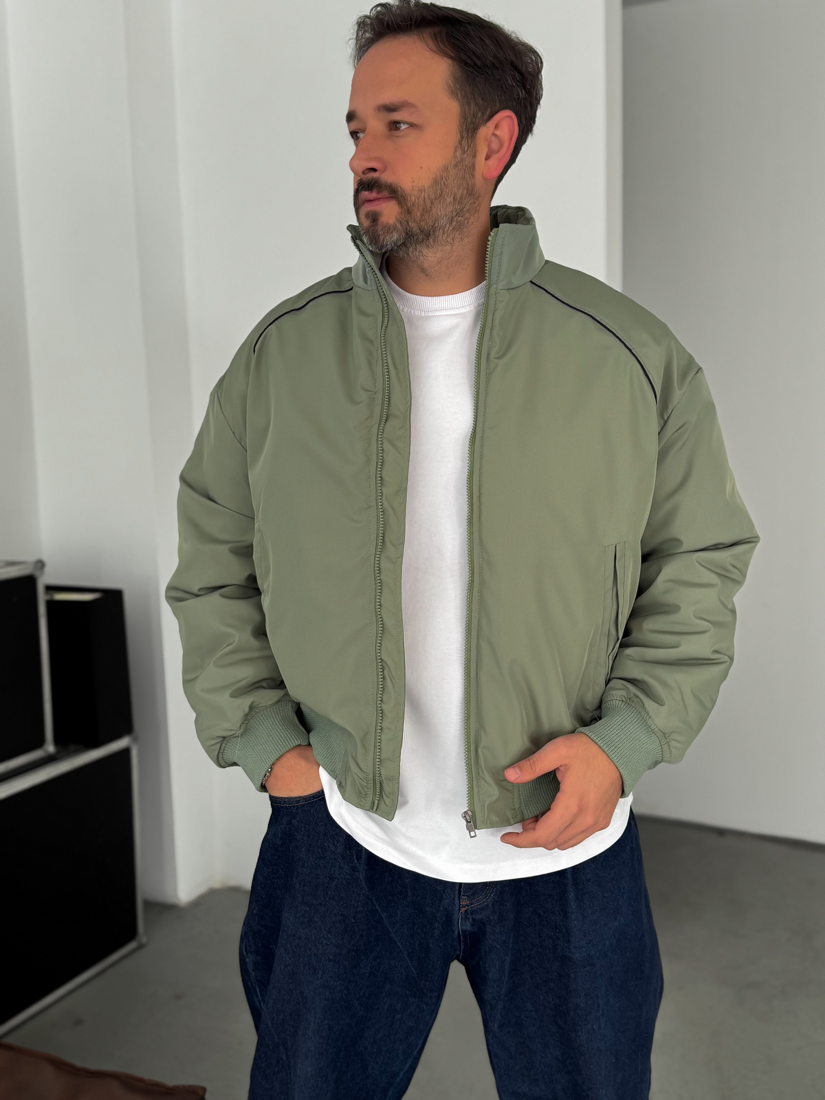 Yeşil Biyeli Bomber Mont LNS-50685