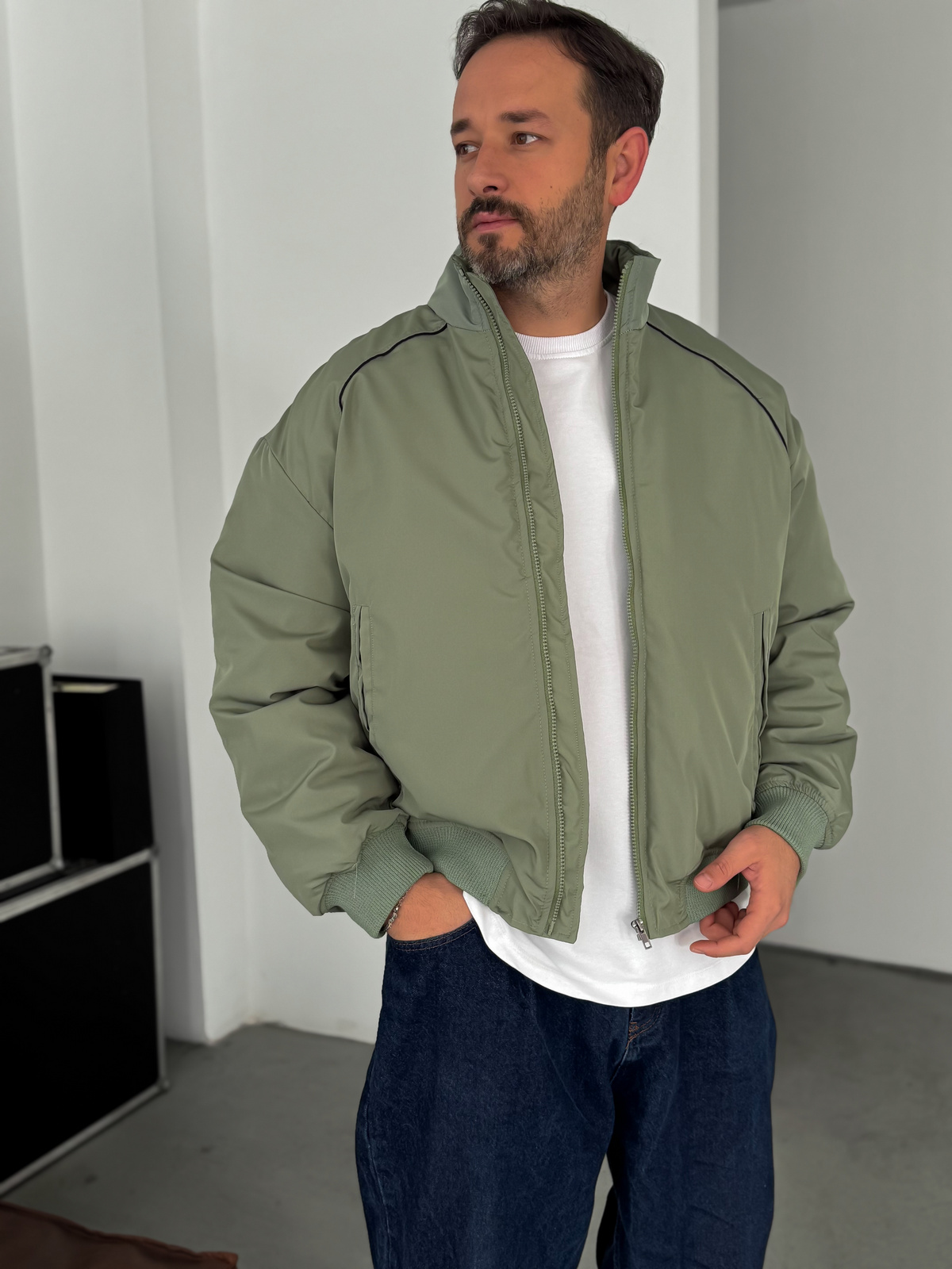 Yeşil Biyeli Bomber Mont LNS-50685