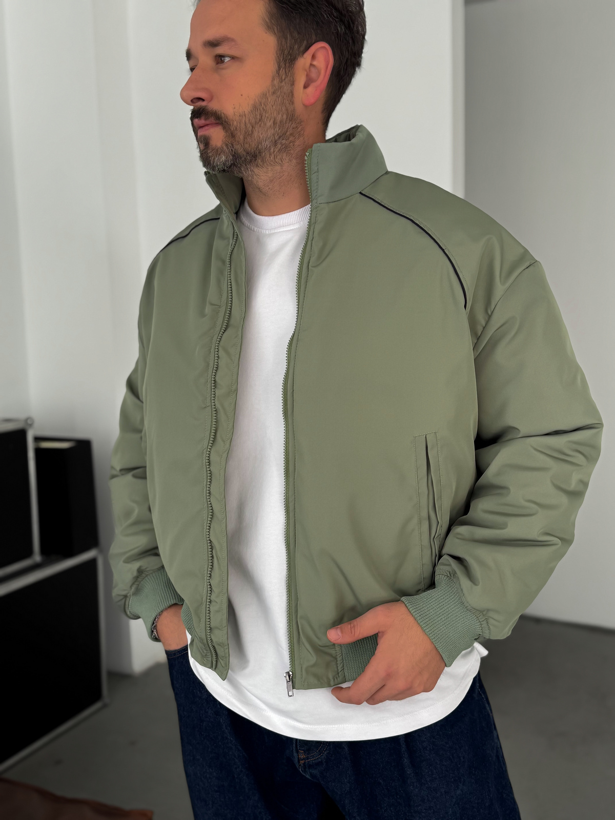 Yeşil Biyeli Bomber Mont LNS-50685