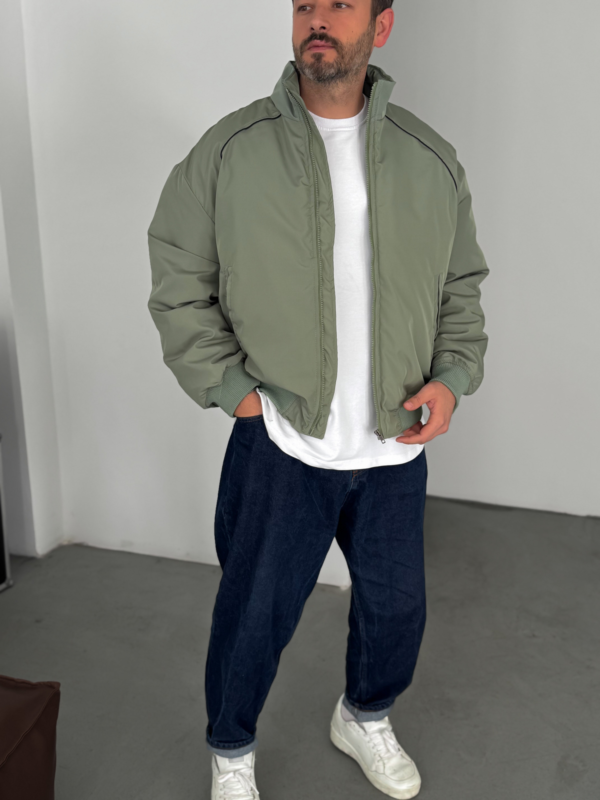 Yeşil Biyeli Bomber Mont LNS-50685