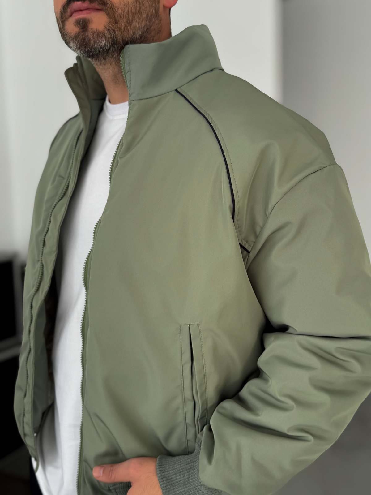 Yeşil Biyeli Bomber Mont LNS-50685