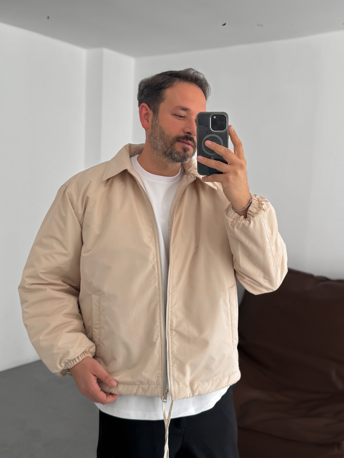 Bej Oversize Mevsimlik Mont LNS-50684