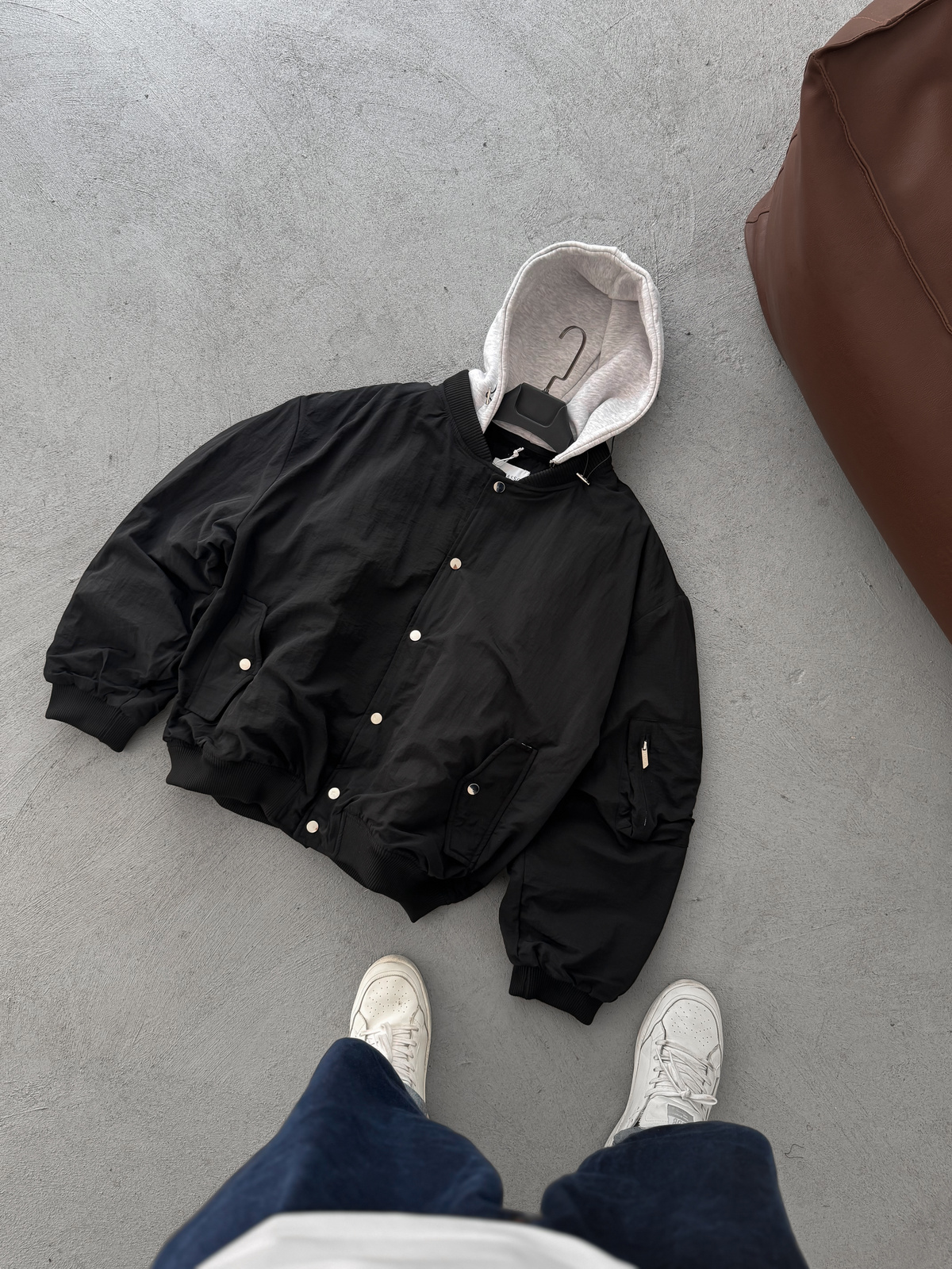 Siyah Kapüşonlu Bomber Mont LNS-51103