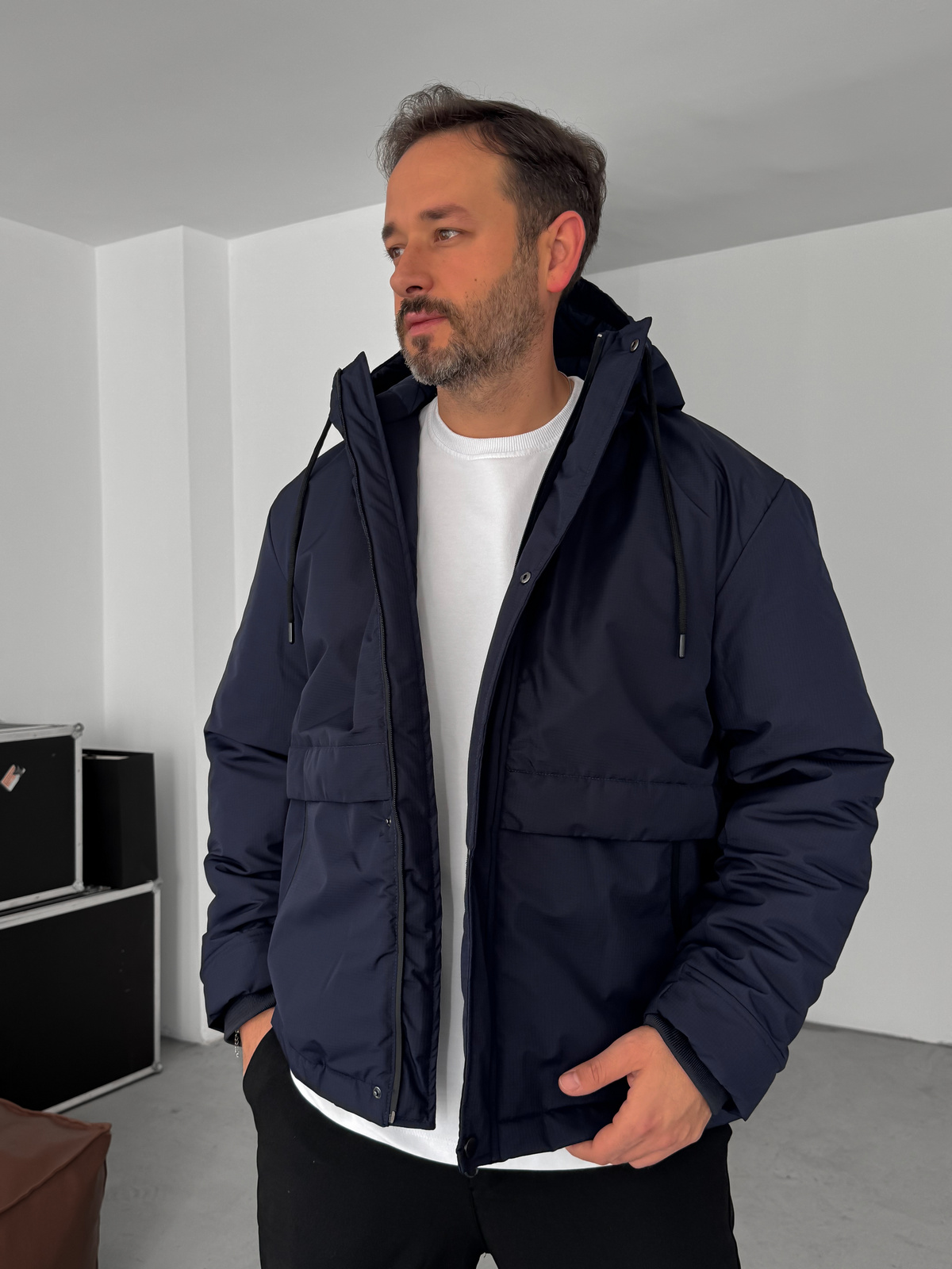Lacivert Kapüşonlu Şişme Mont LNS-50564