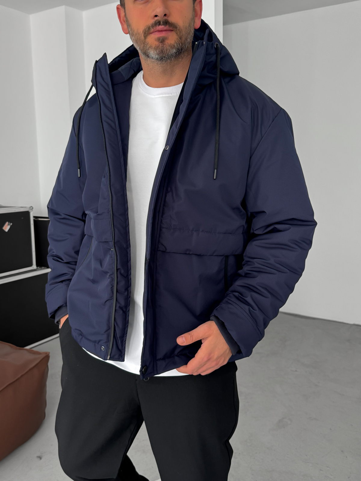 Lacivert Kapüşonlu Şişme Mont LNS-50564