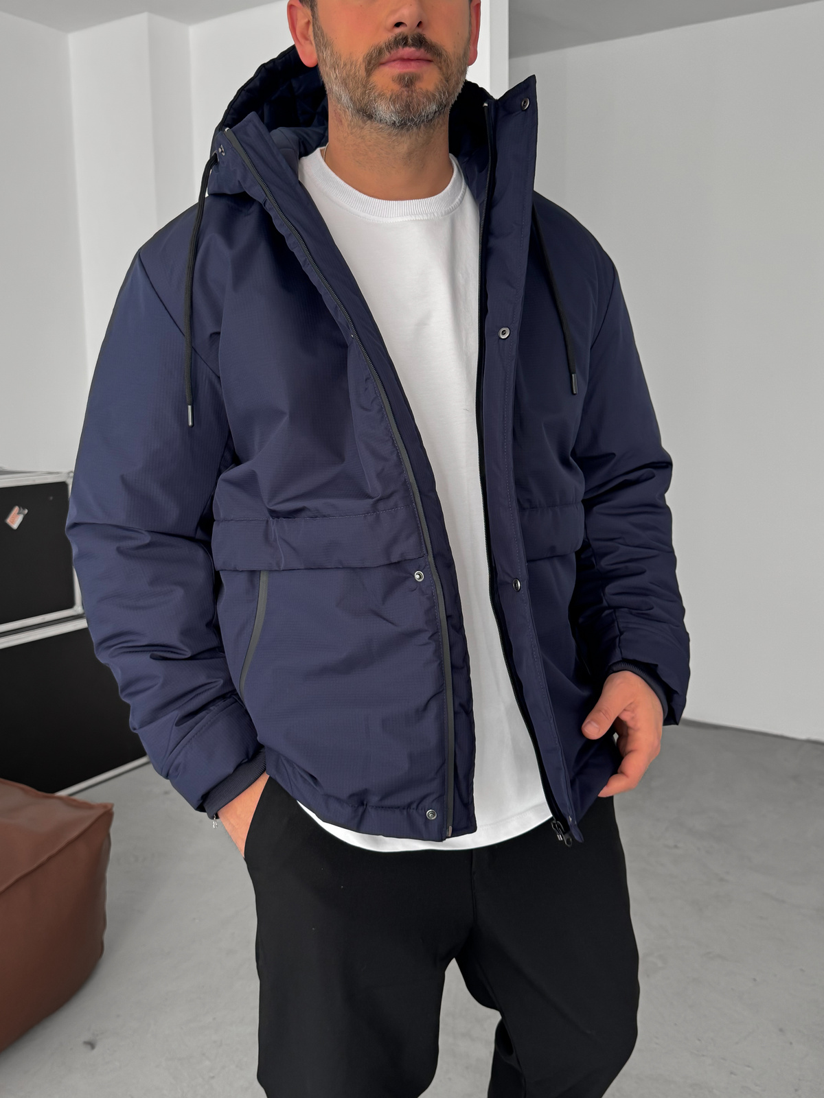 Lacivert Kapüşonlu Şişme Mont LNS-50564