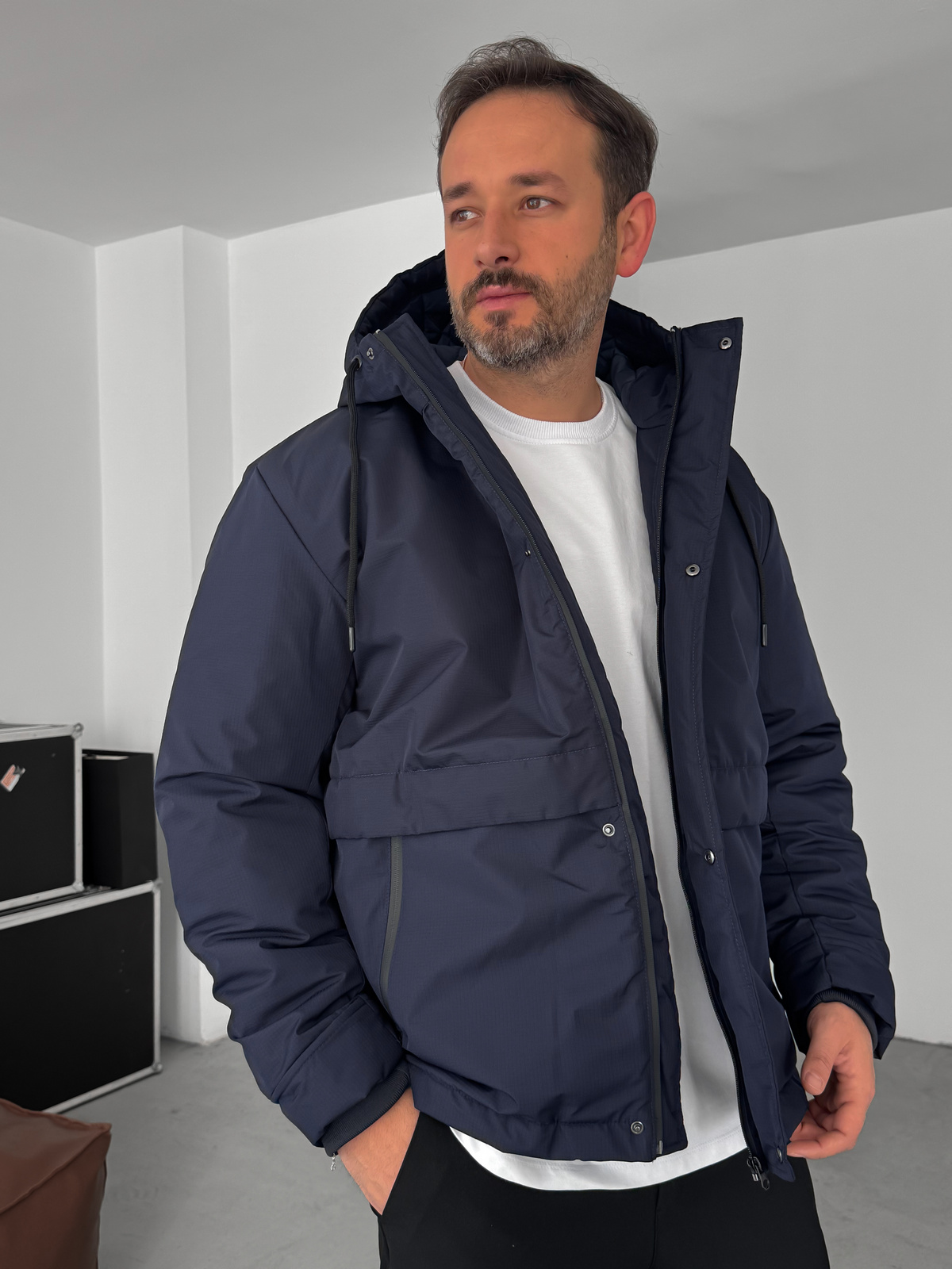Lacivert Kapüşonlu Şişme Mont LNS-50564