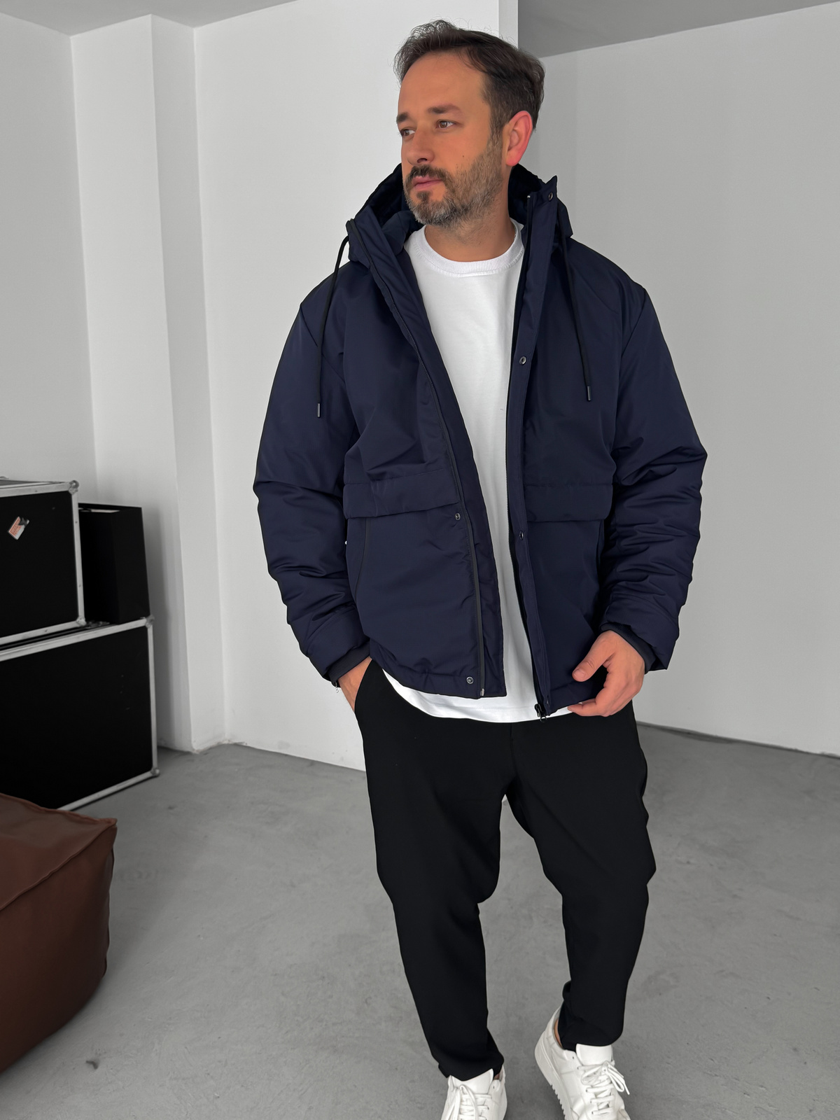 Lacivert Kapüşonlu Şişme Mont LNS-50564