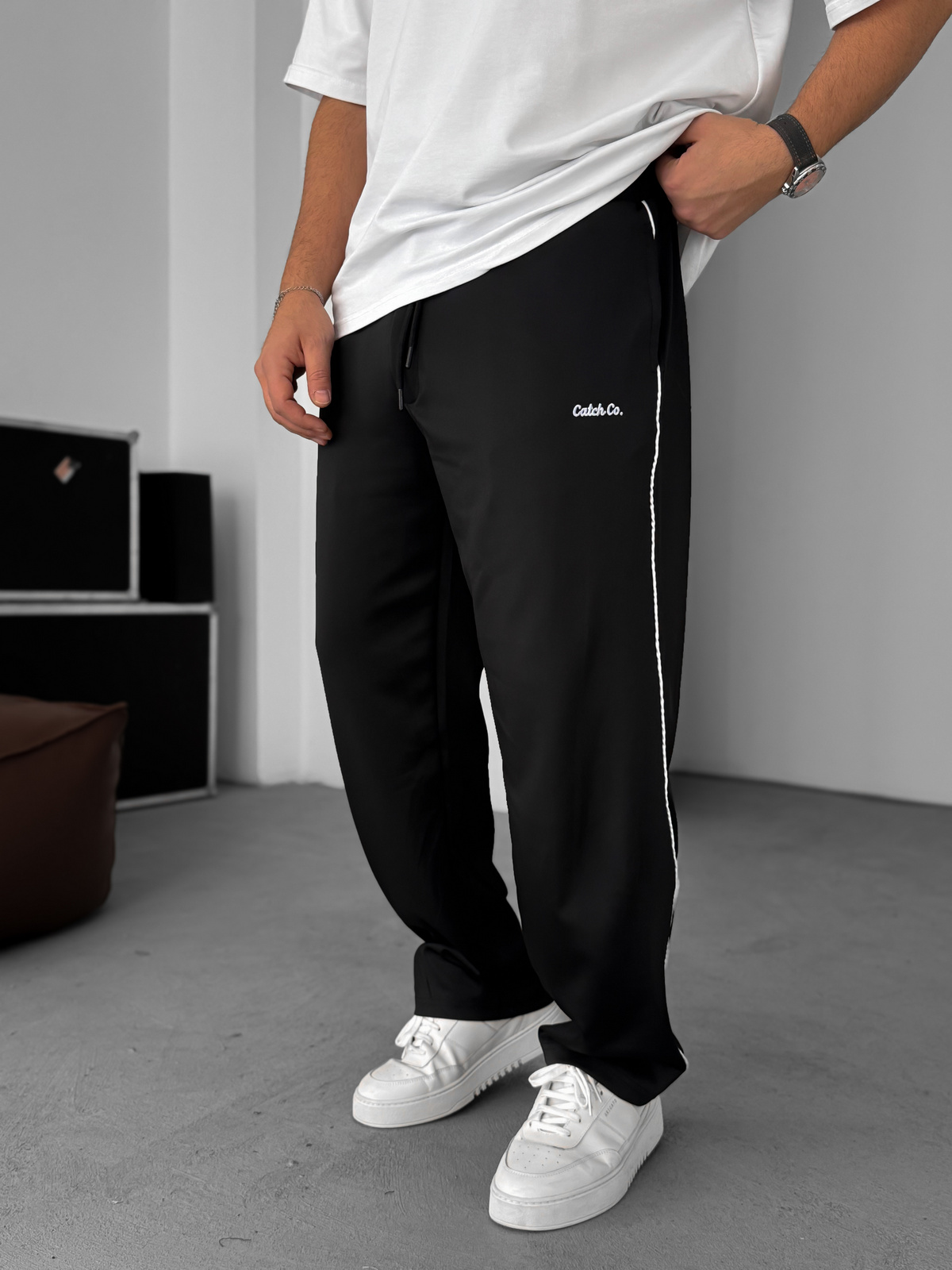 Siyah Nakışlı Baggy Eşofman C-4573