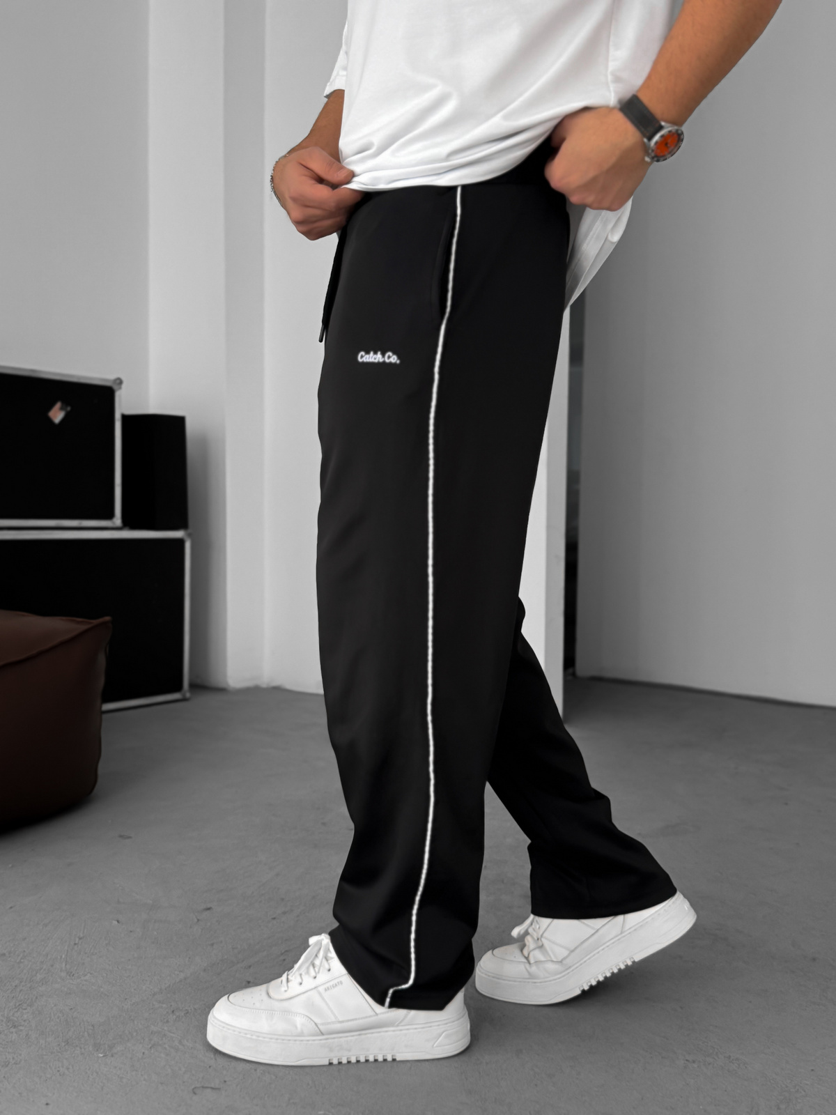 Siyah Nakışlı Baggy Eşofman C-4573