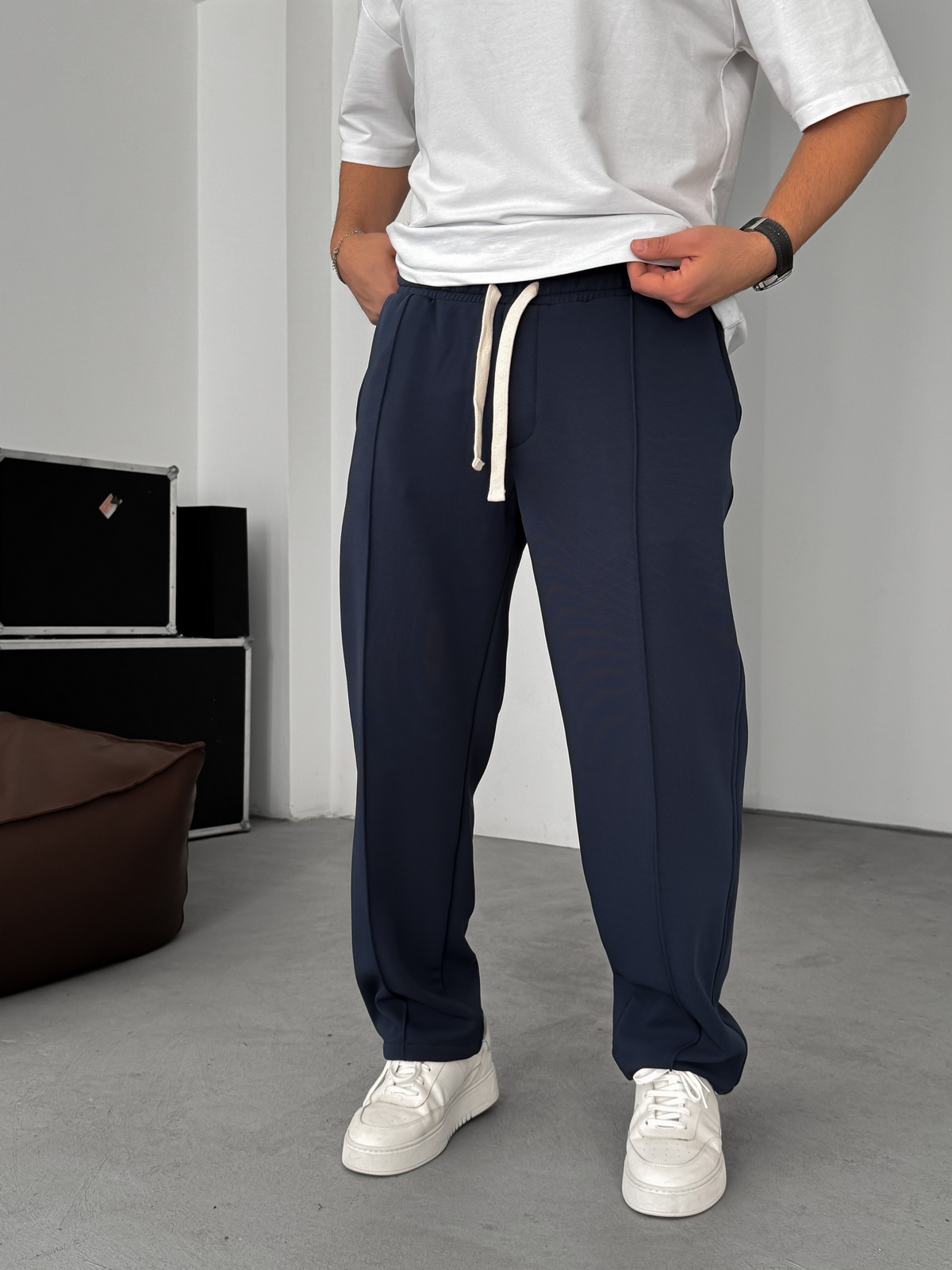Lacivert Dikişli Baggy Eşofman C-6261