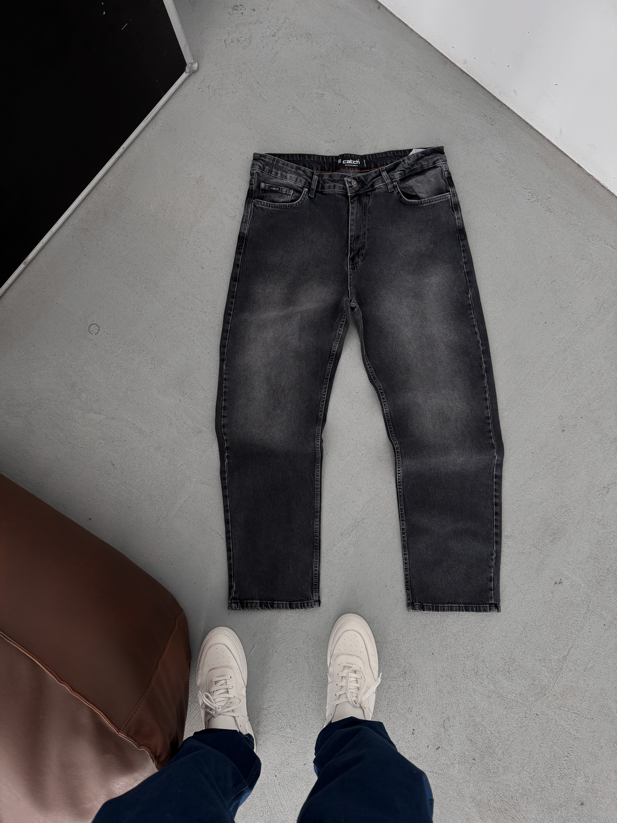 Antrasit Taşlamalı Baggy Jean C-6463