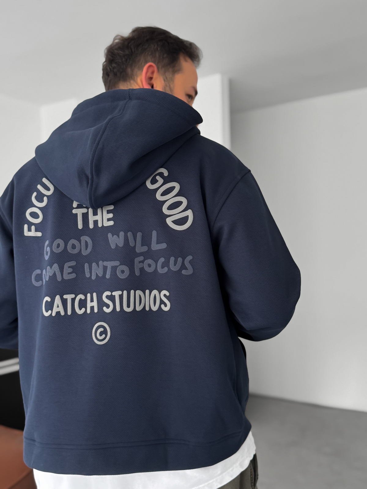 Lacivert Sırt Kabartmalı Fermuarlı Sweatshirt C-4629