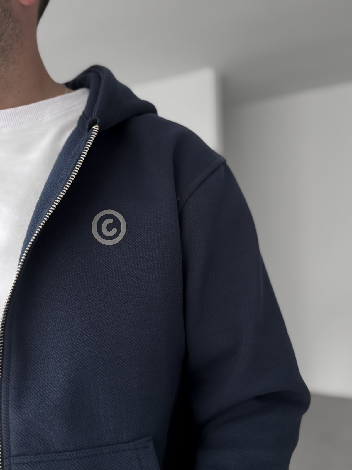 Lacivert Sırt Kabartmalı Fermuarlı Sweatshirt C-4629