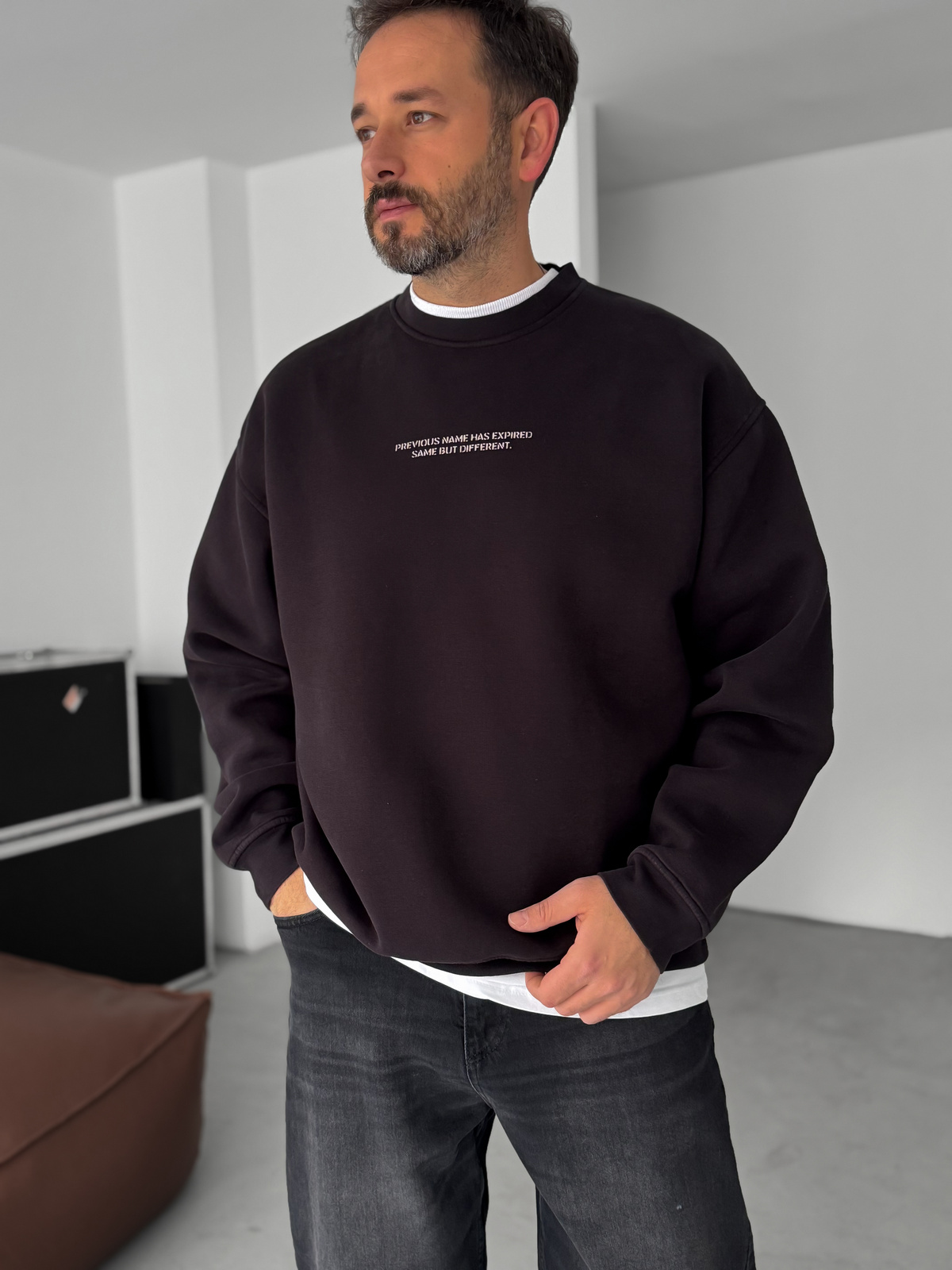 Siyah Previous Baskılı Sweatshirt C-4614