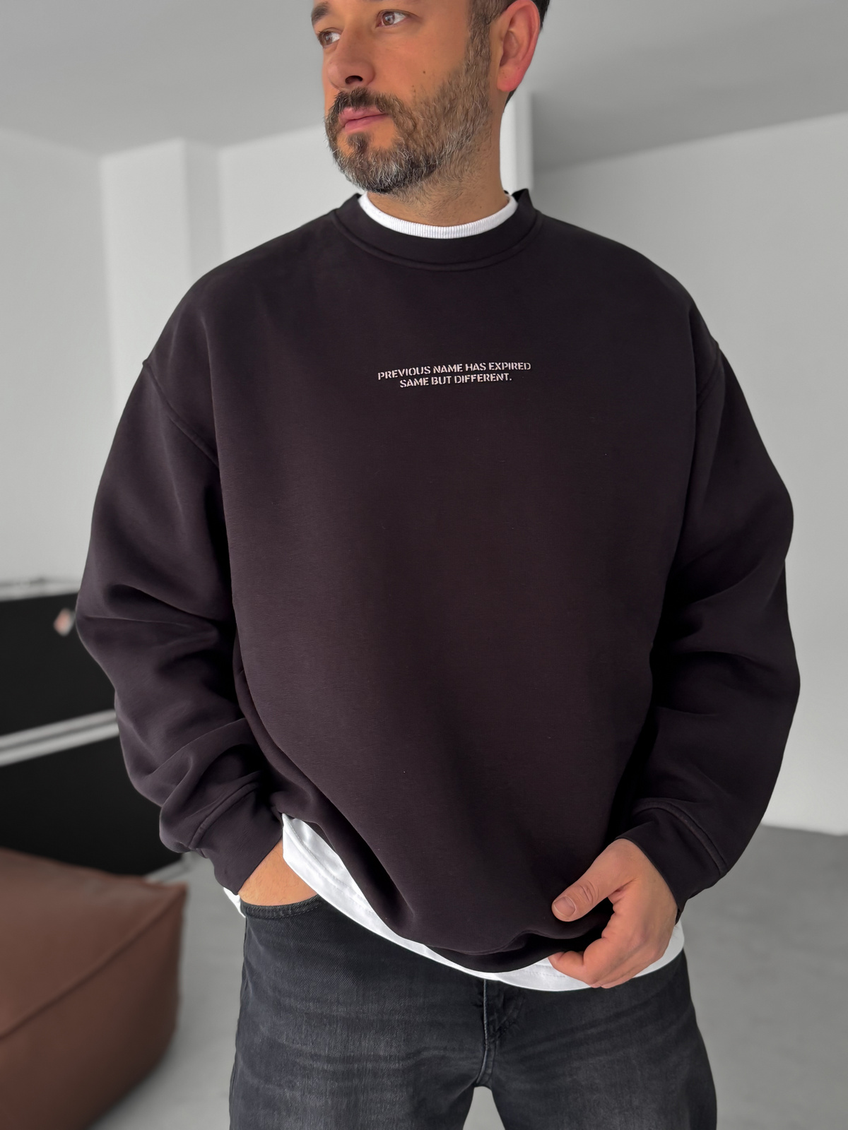 Siyah Previous Baskılı Sweatshirt C-4614