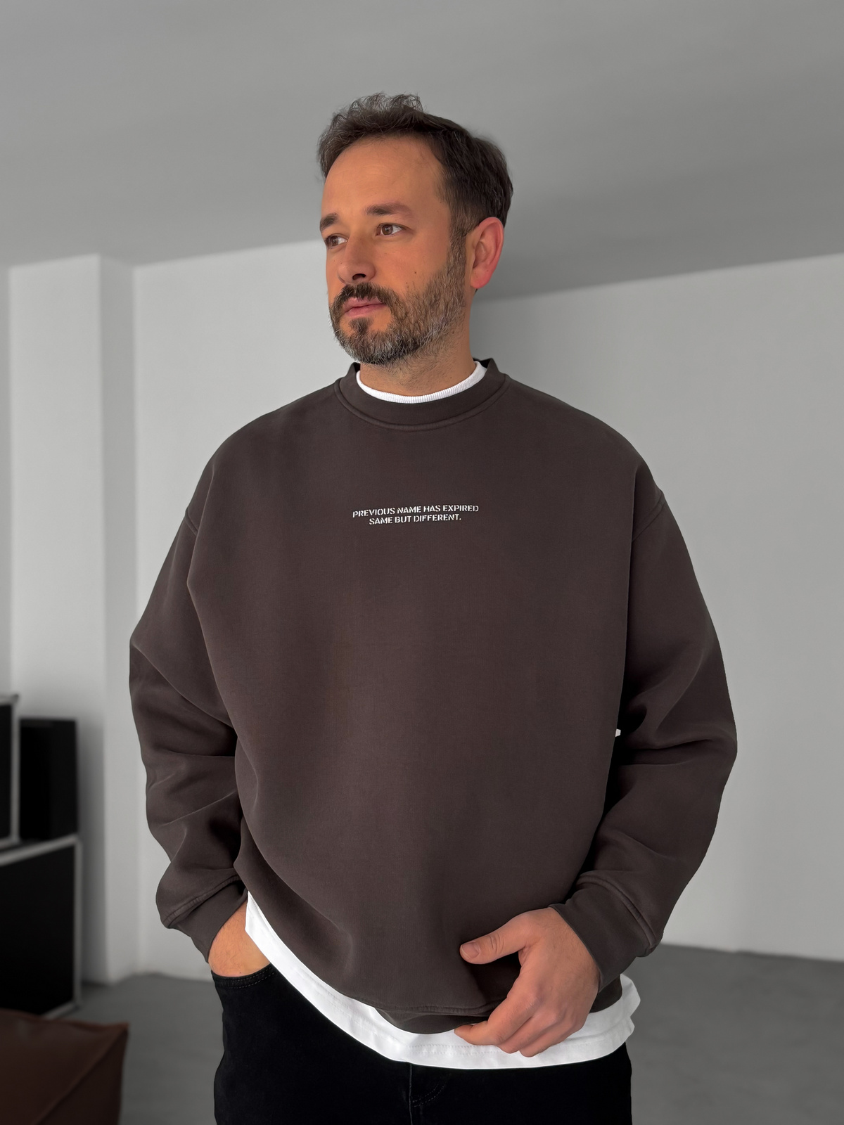 Antrasit Previous Baskılı Sweatshirt C-4614