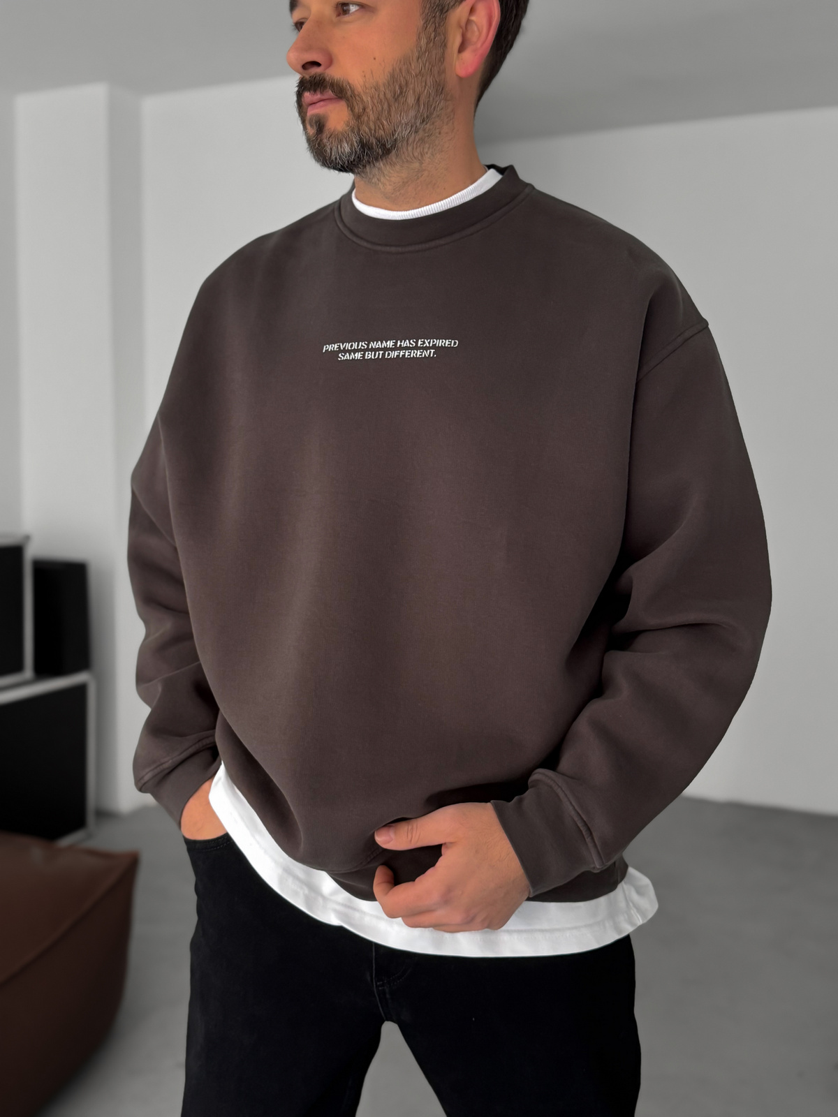 Antrasit Previous Baskılı Sweatshirt C-4614