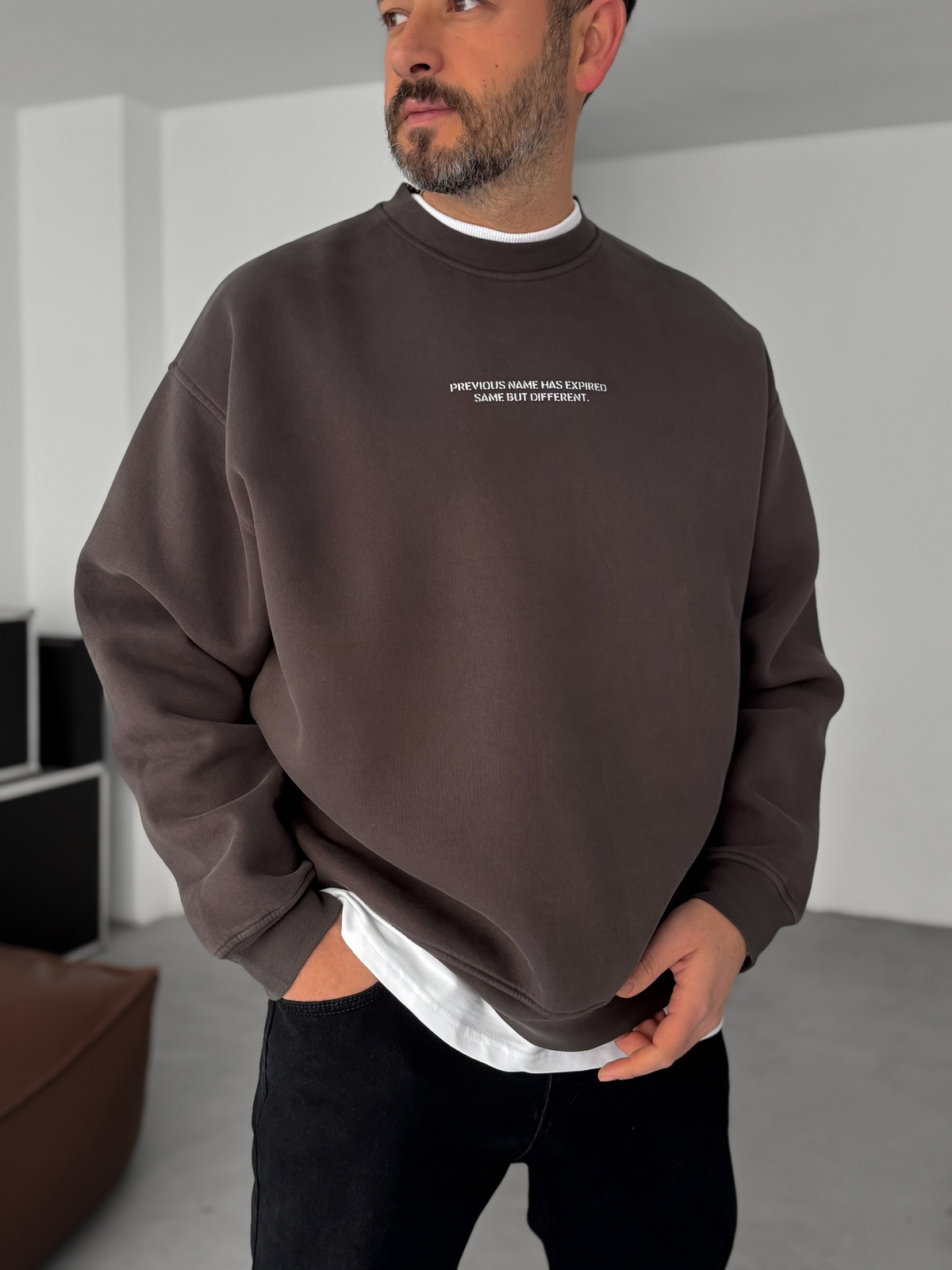 Antrasit Previous Baskılı Sweatshirt C-4614