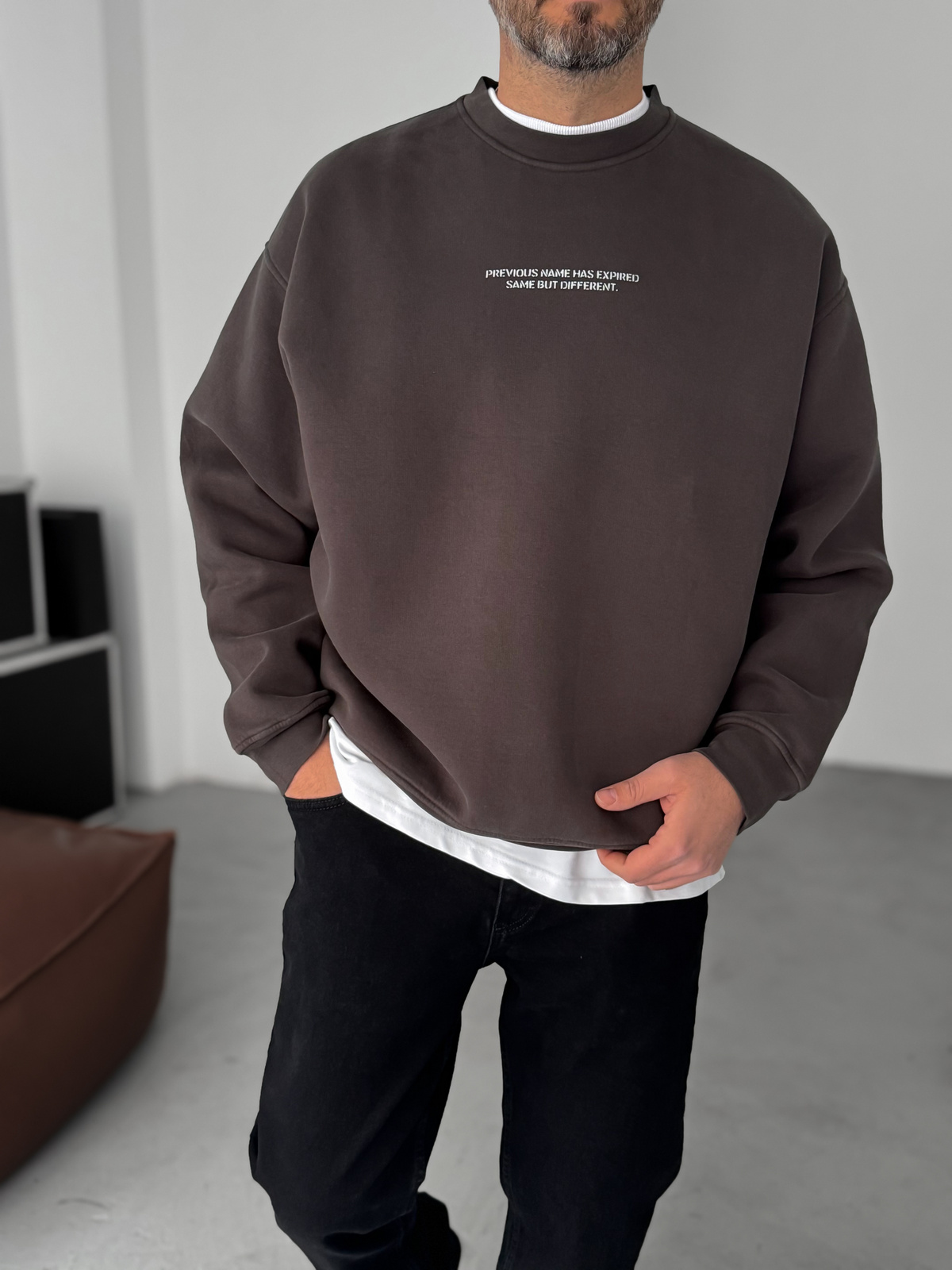 Antrasit Previous Baskılı Sweatshirt C-4614