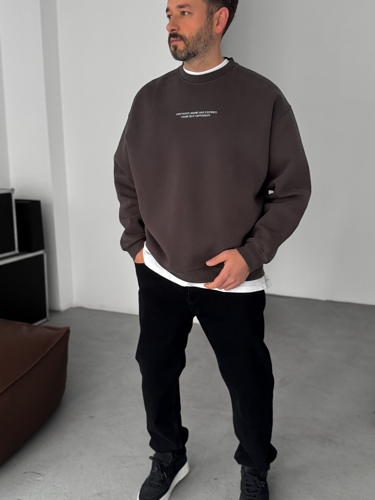 Antrasit Previous Baskılı Sweatshirt C-4614