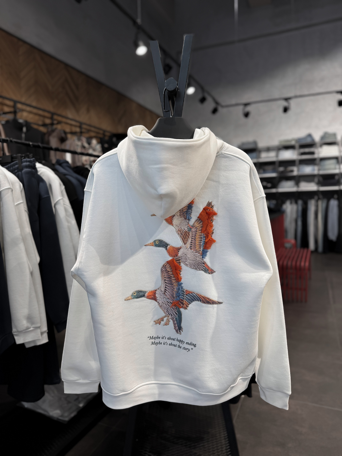 Beyaz Goose Kapüşonlu Sweatshirt SW-4996