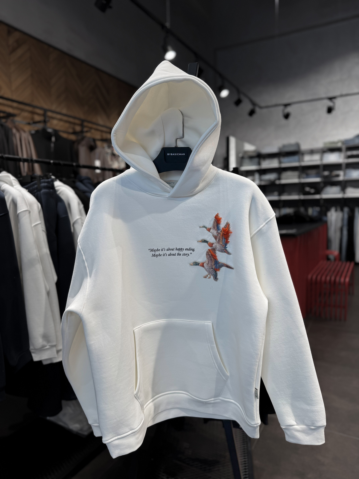 Beyaz Goose Kapüşonlu Sweatshirt SW-4996
