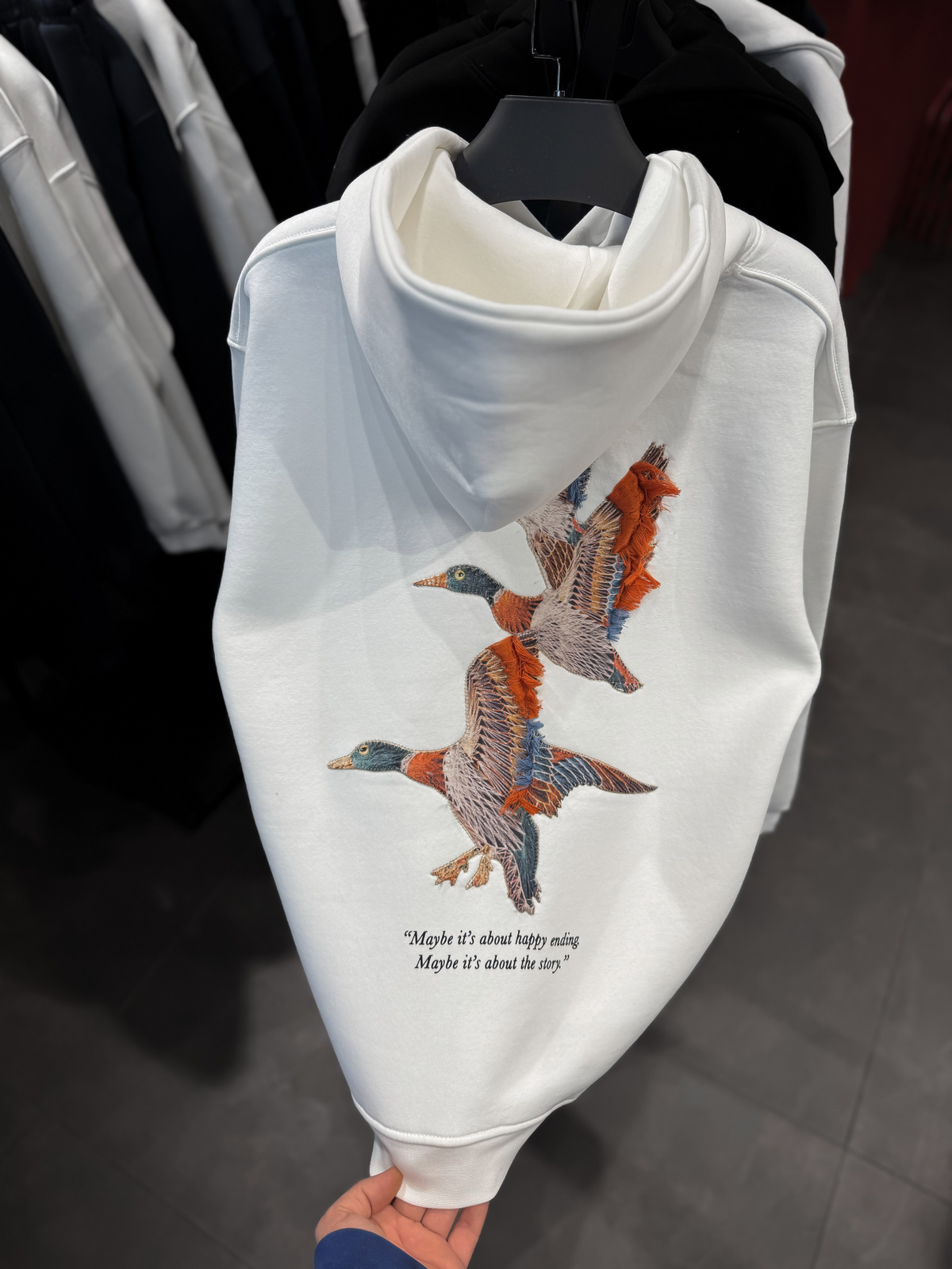 Beyaz Goose Kapüşonlu Sweatshirt SW-4996
