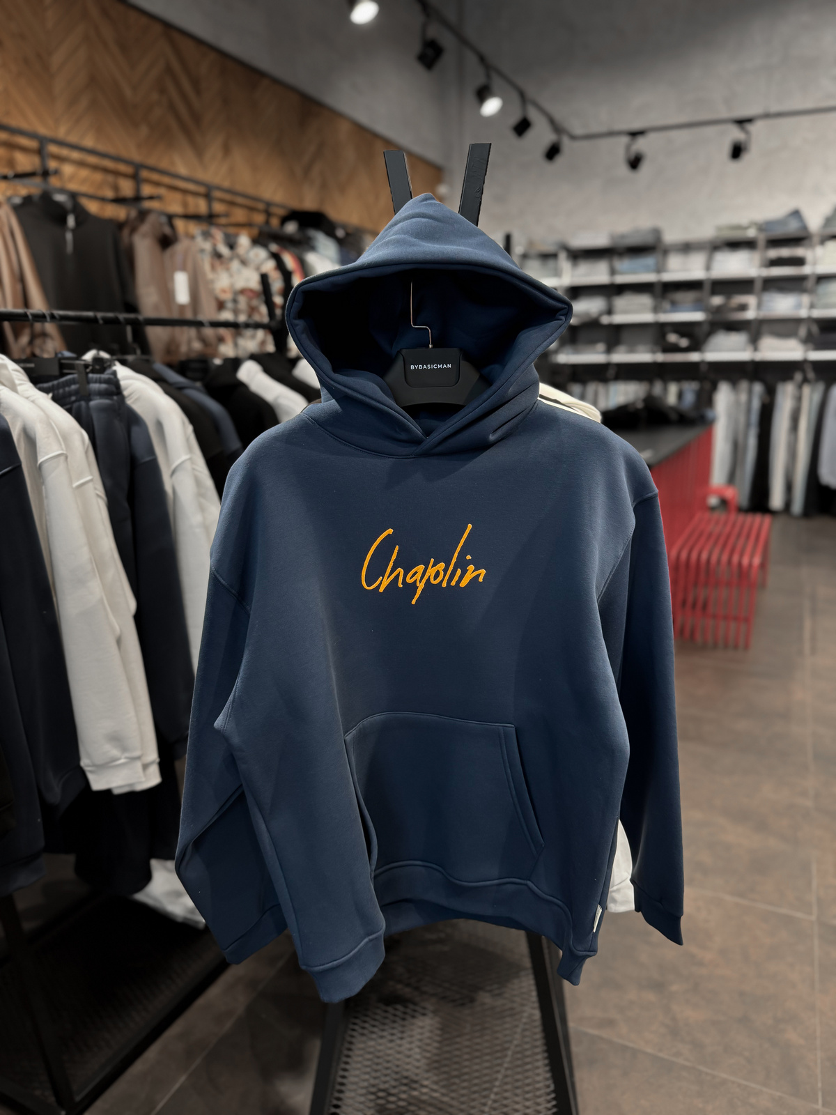 Lacivert Chaplin Patchli Kapüşonlu Sweatshirt SW-4970