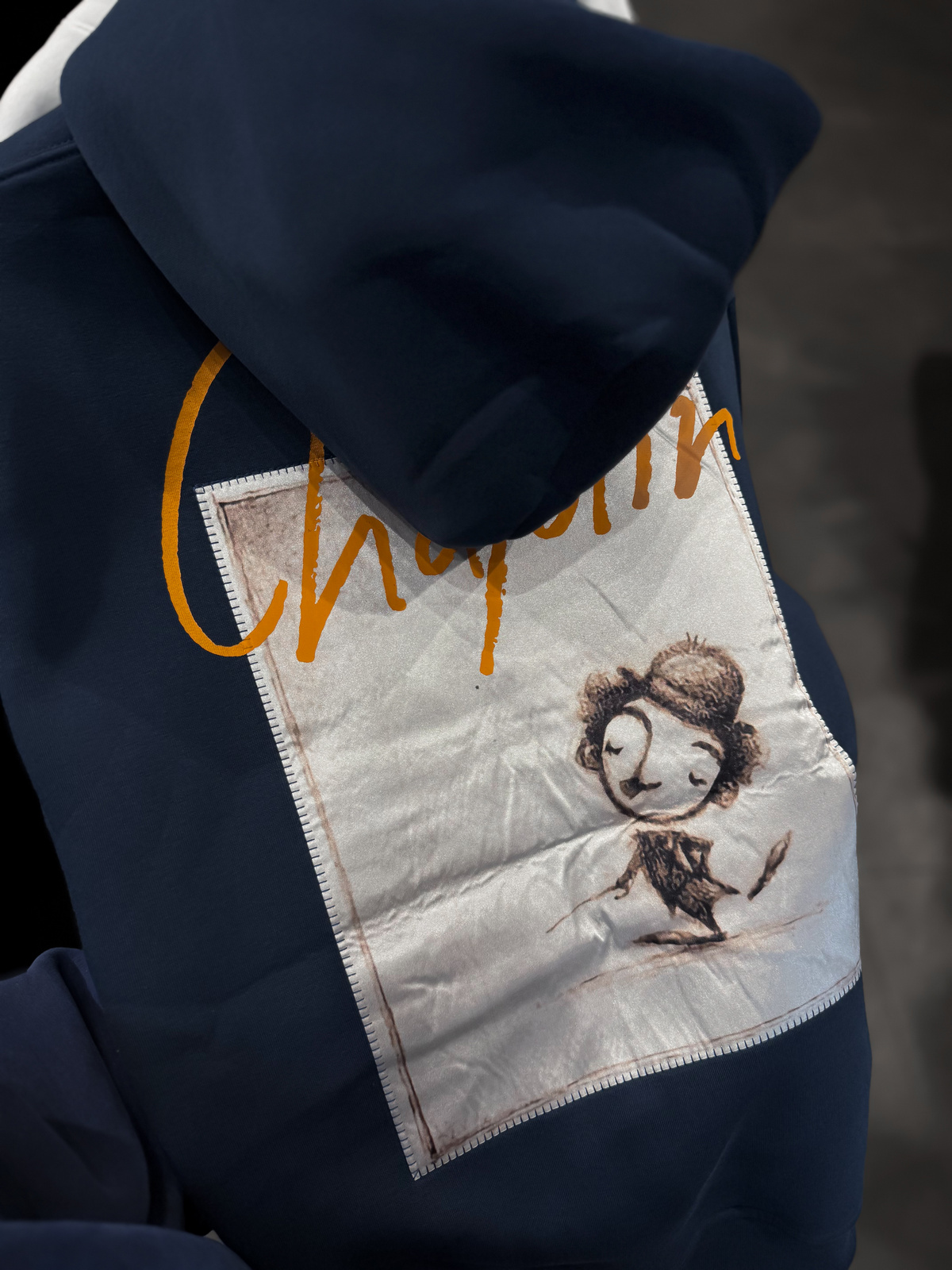 Lacivert Chaplin Patchli Kapüşonlu Sweatshirt SW-4970