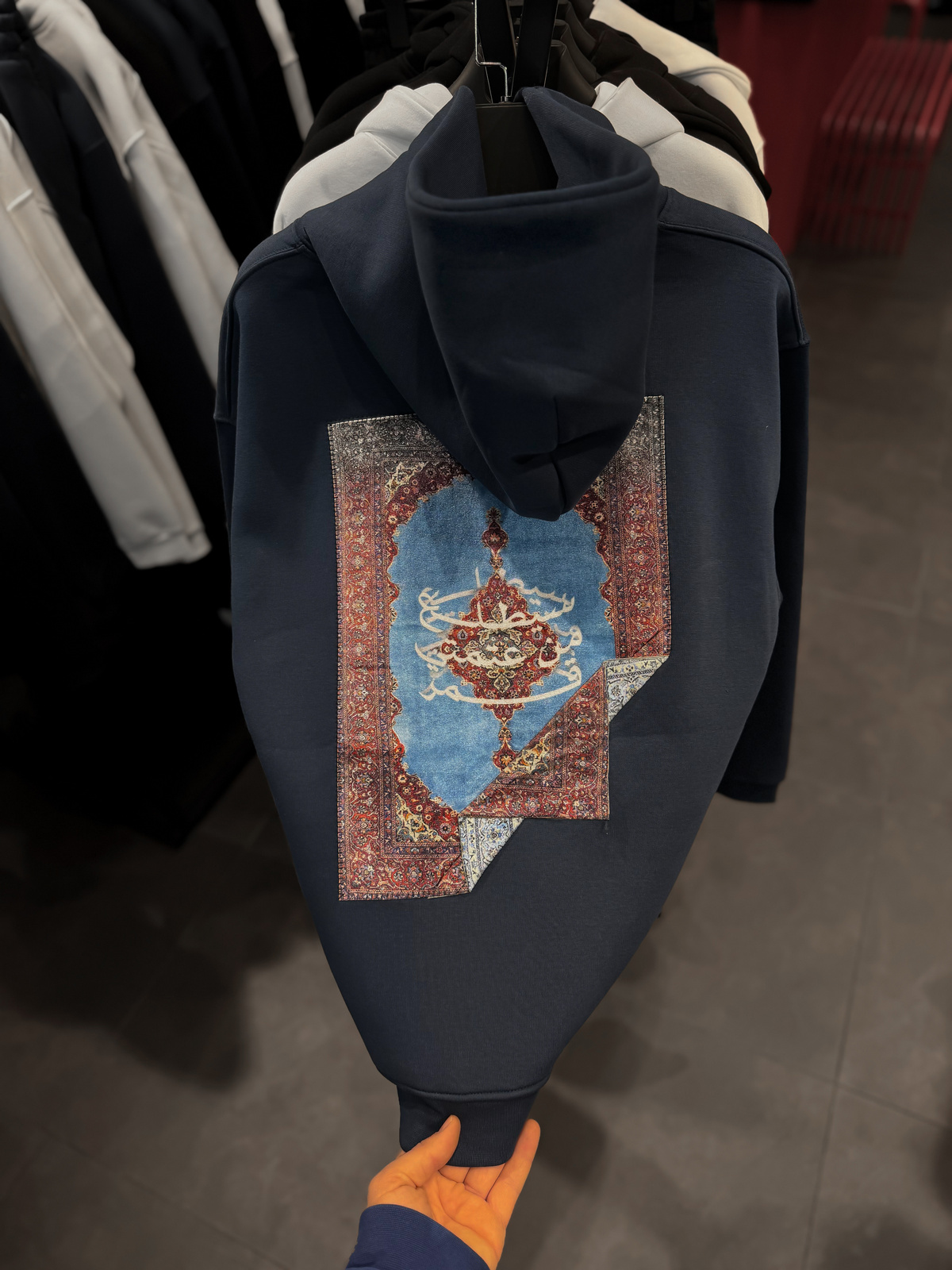 Lacivert Halı Patchli Sweatshirt SW-4978