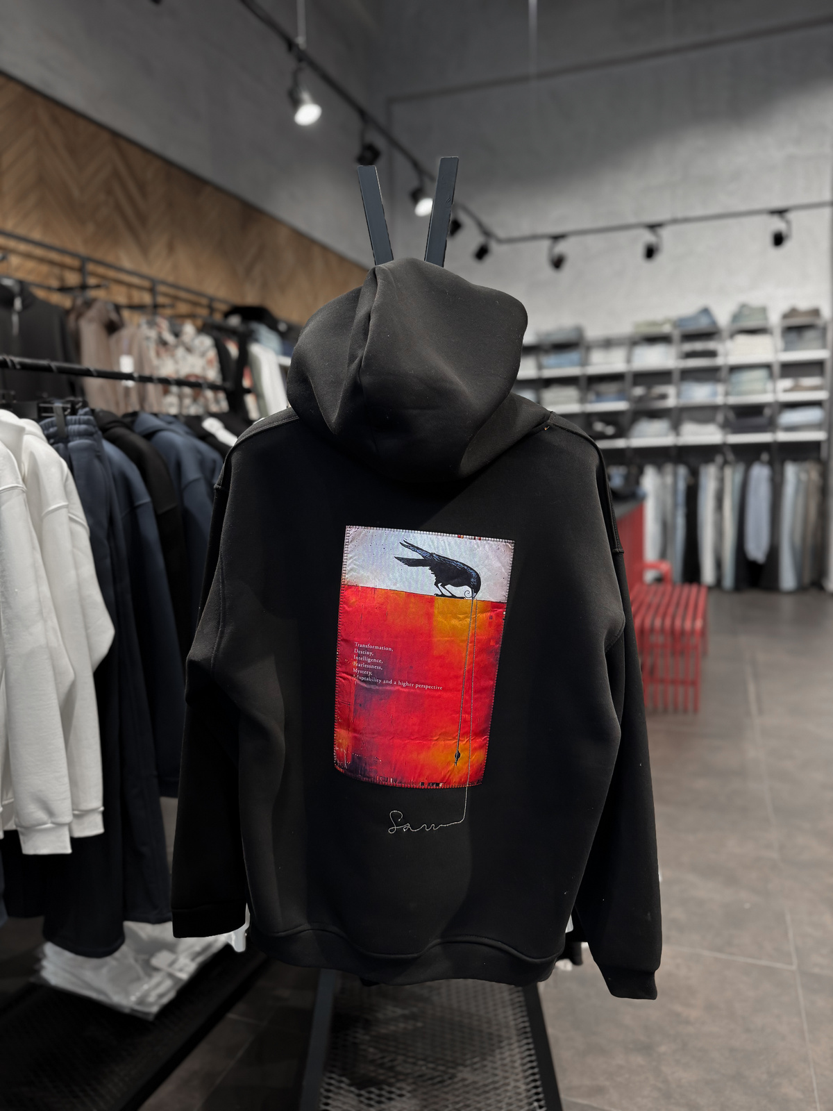 Siyah Karga Patcli Sweatshirt SW-4976