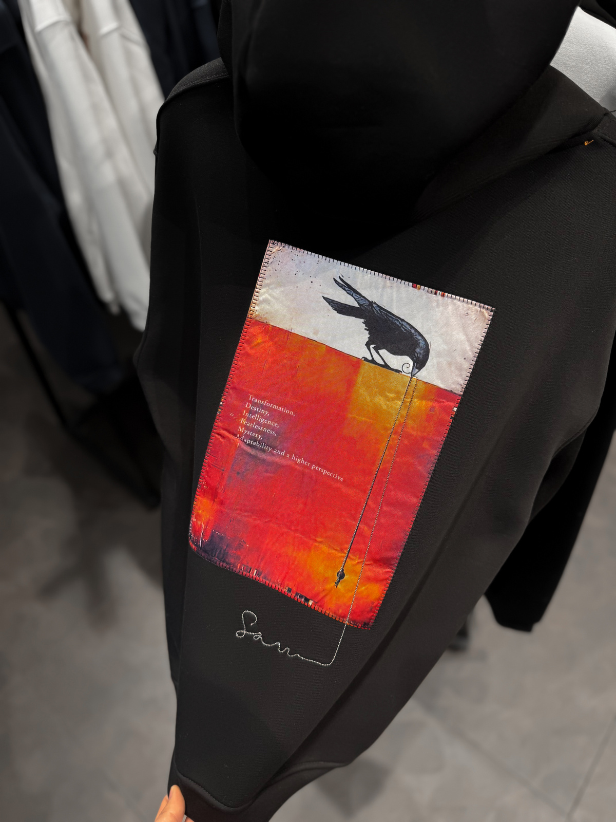 Siyah Karga Patcli Sweatshirt SW-4976