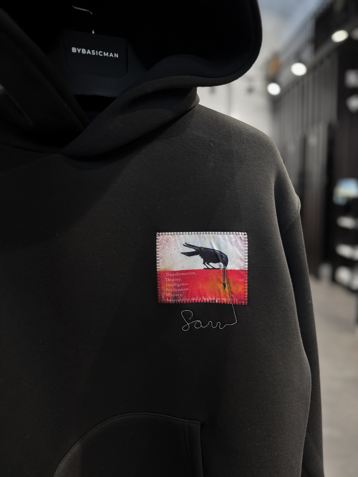 Siyah Karga Patcli Sweatshirt SW-4976