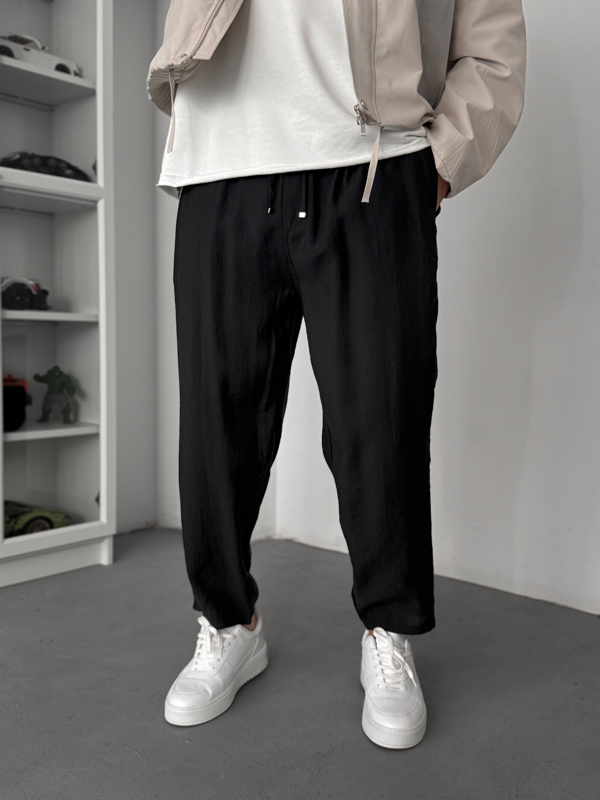 Siyah Tensel Kumaş İnce Pantolon KE-1100