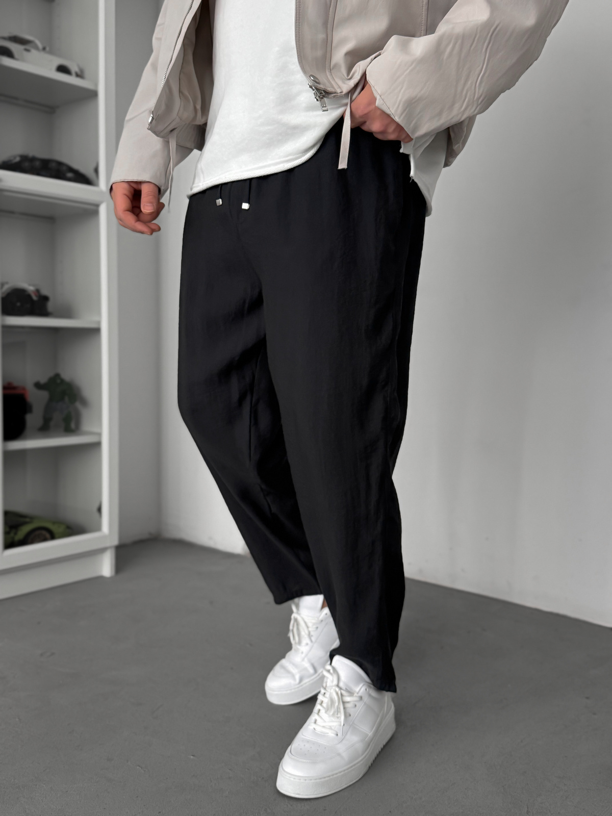 Siyah Tensel Kumaş İnce Pantolon KE-1100