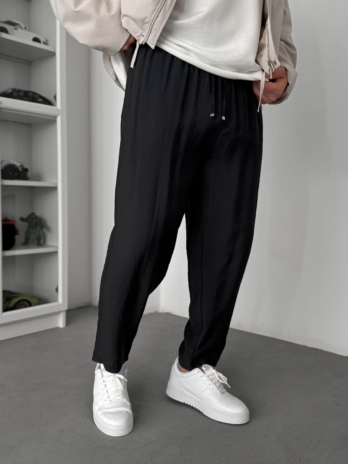 Siyah Tensel Kumaş İnce Pantolon KE-1100