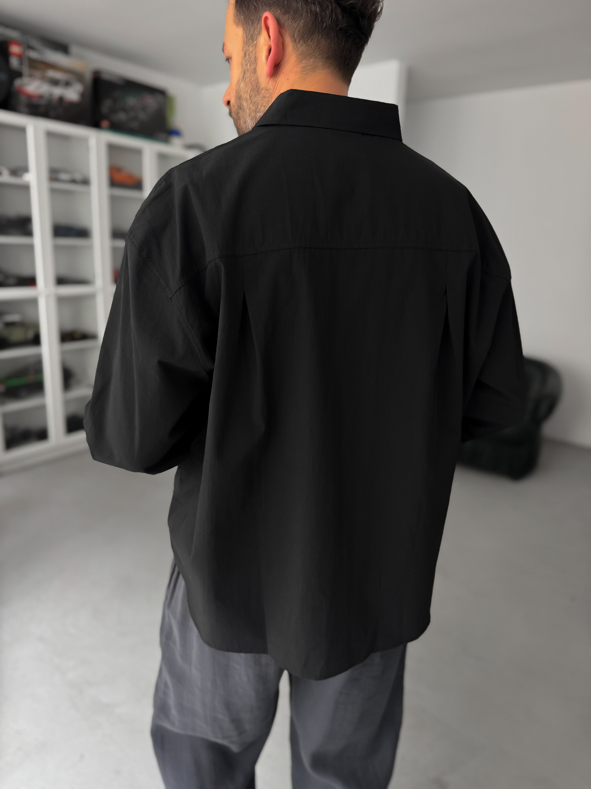 Siyah Cep Nakışlı Oversize Gömlek TW-1054