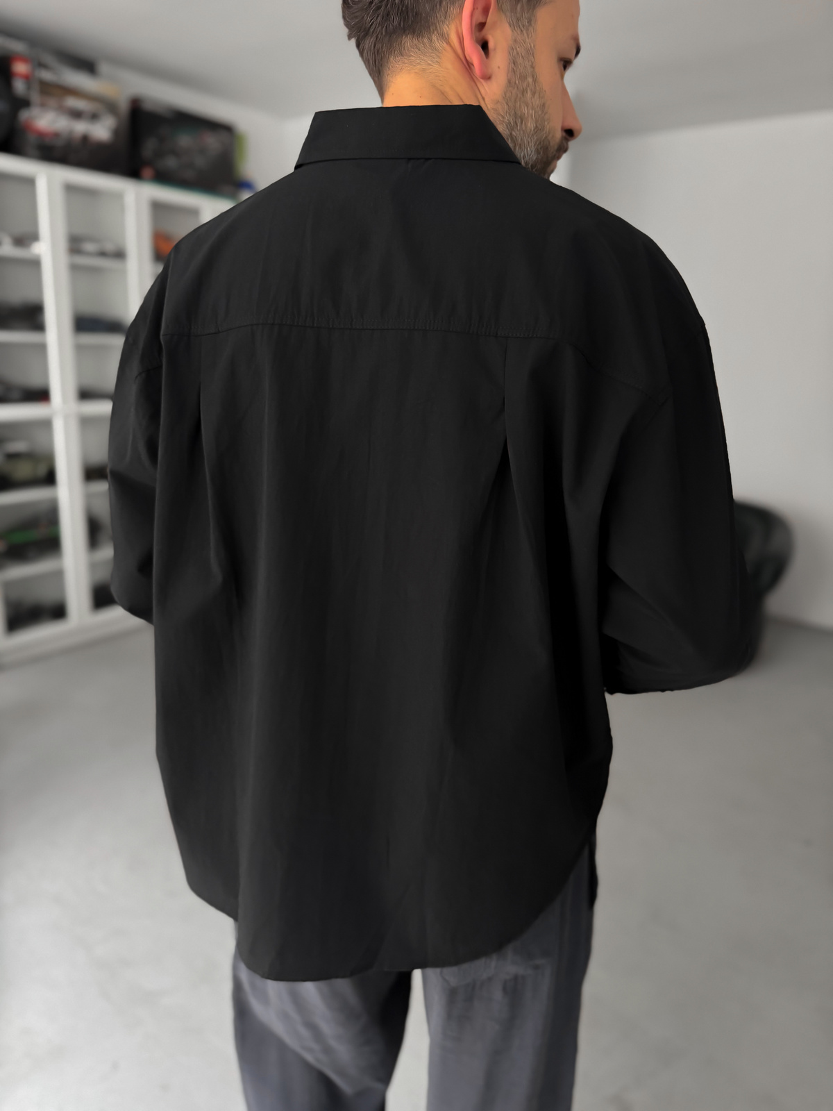 Siyah Cep Nakışlı Oversize Gömlek TW-1054