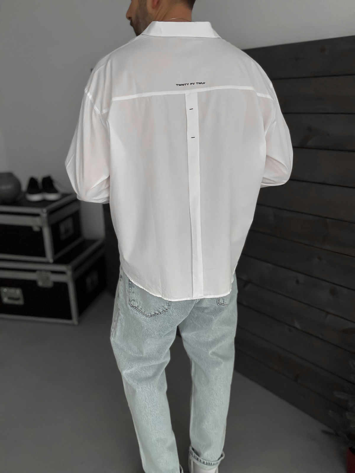 Beyaz Baskılı Oversize Gömlek TW-1057