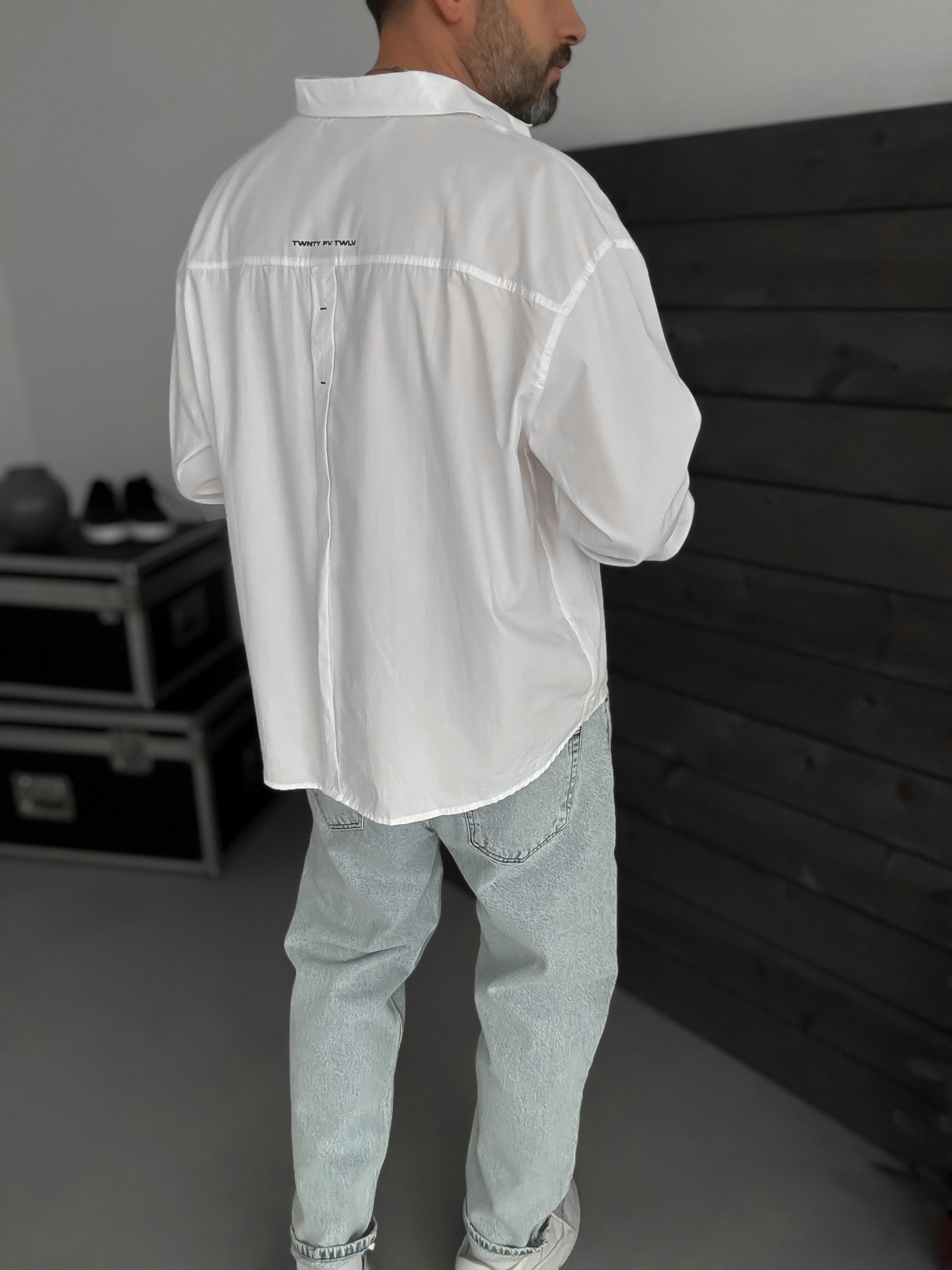 Beyaz Baskılı Oversize Gömlek TW-1057