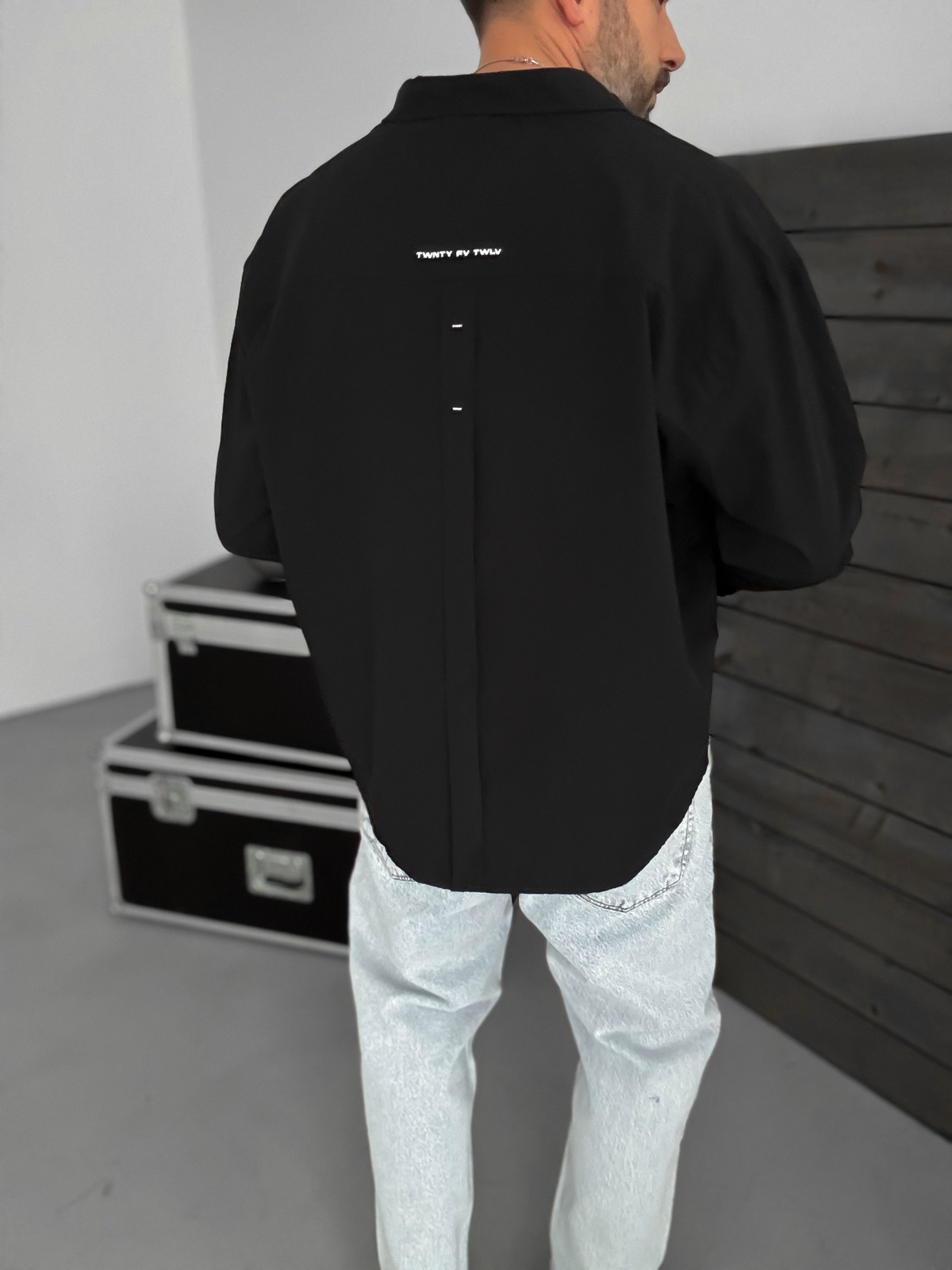 Siyah Baskılı Oversize Gömlek TW-1057