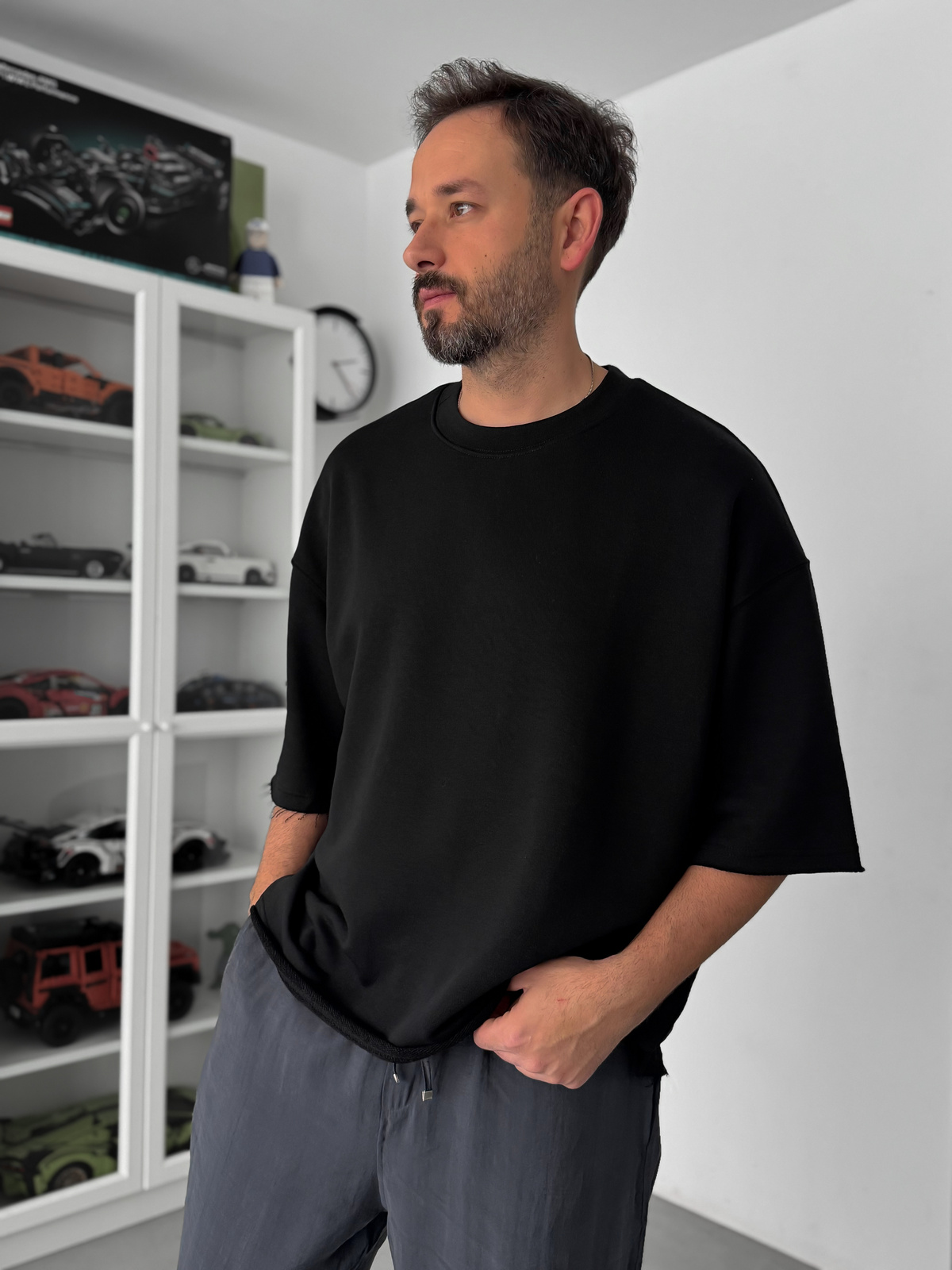 Siyah 3 İplik Oversize T-Shirt TW-1072