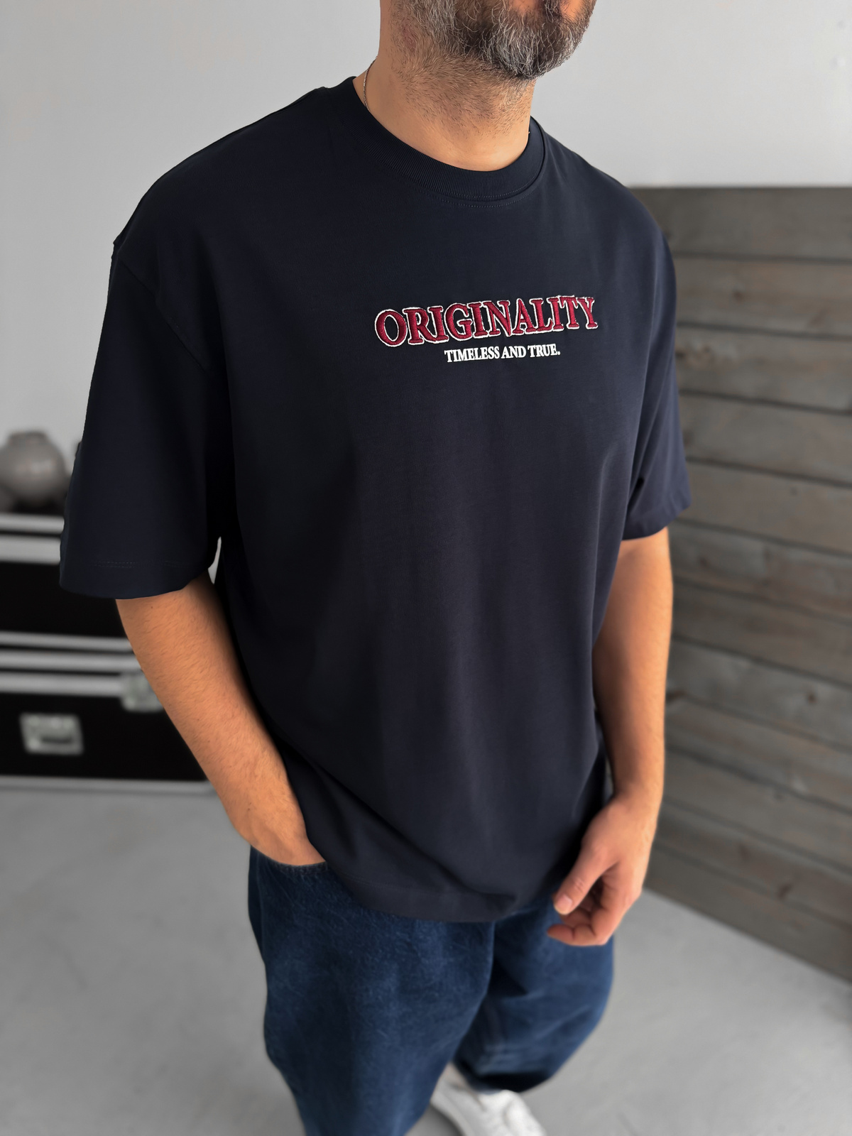 Lacivert Statue Of Liberty Baskılı T-Shirt TW-1033