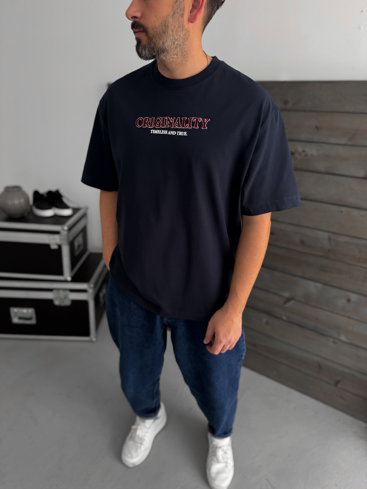 Lacivert Statue Of Liberty Baskılı T-Shirt TW-1033