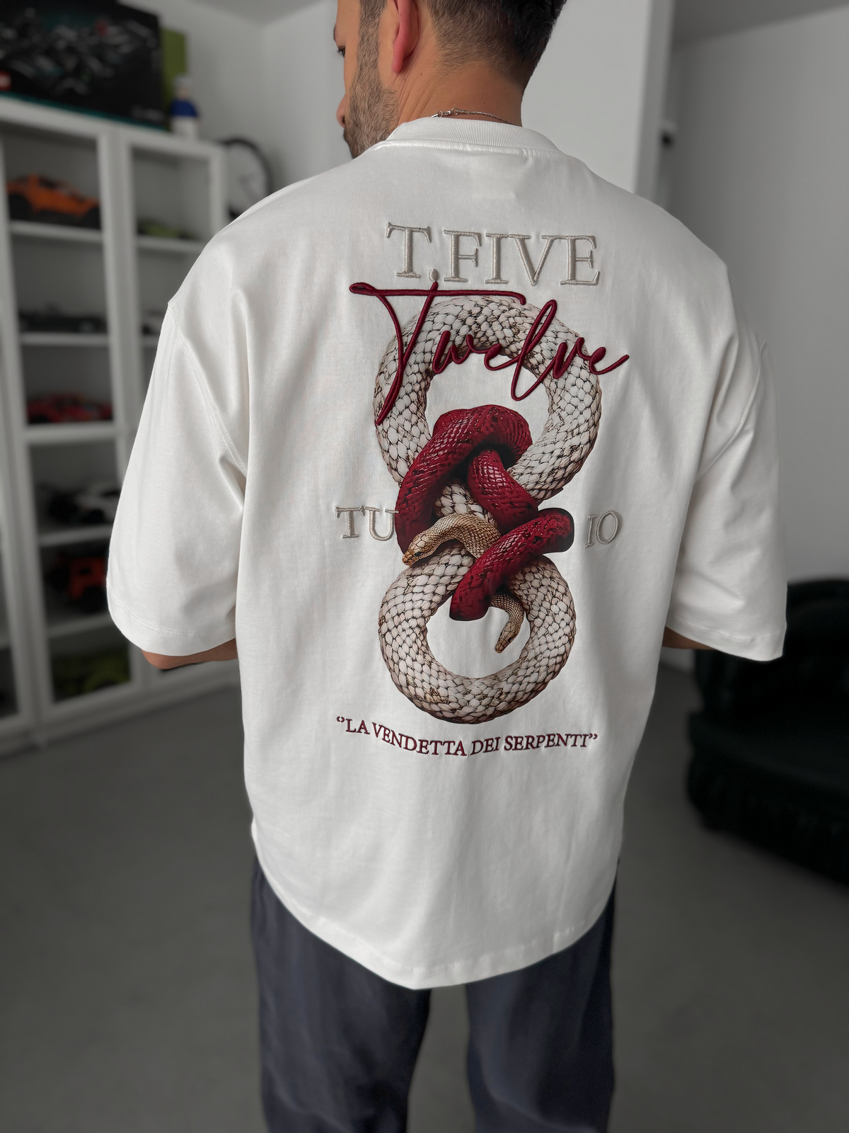 Beyaz Snake Baskılı T-Shirt TW-1042