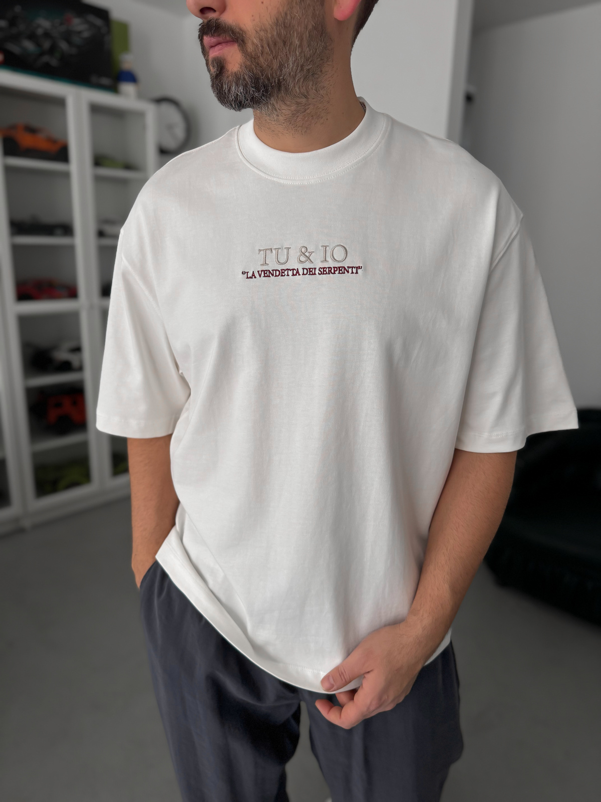Beyaz Snake Baskılı T-Shirt TW-1042