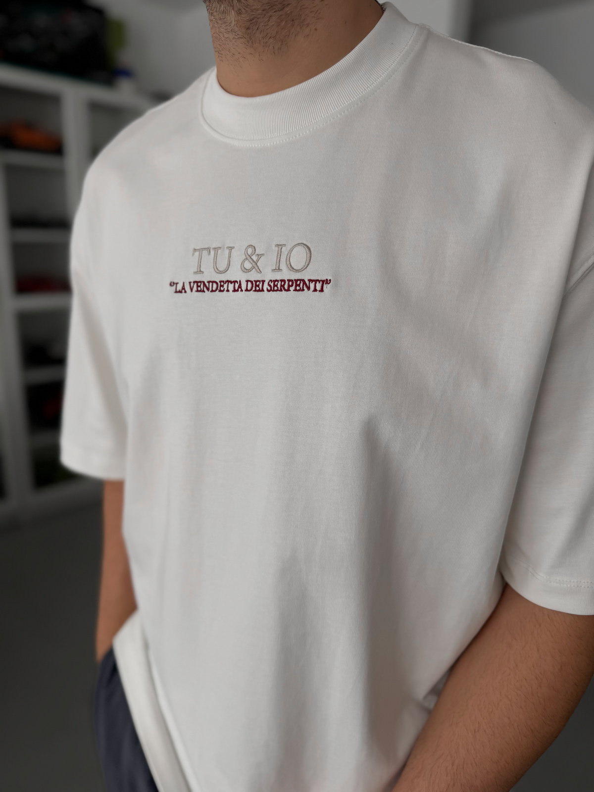 Beyaz Snake Baskılı T-Shirt TW-1042